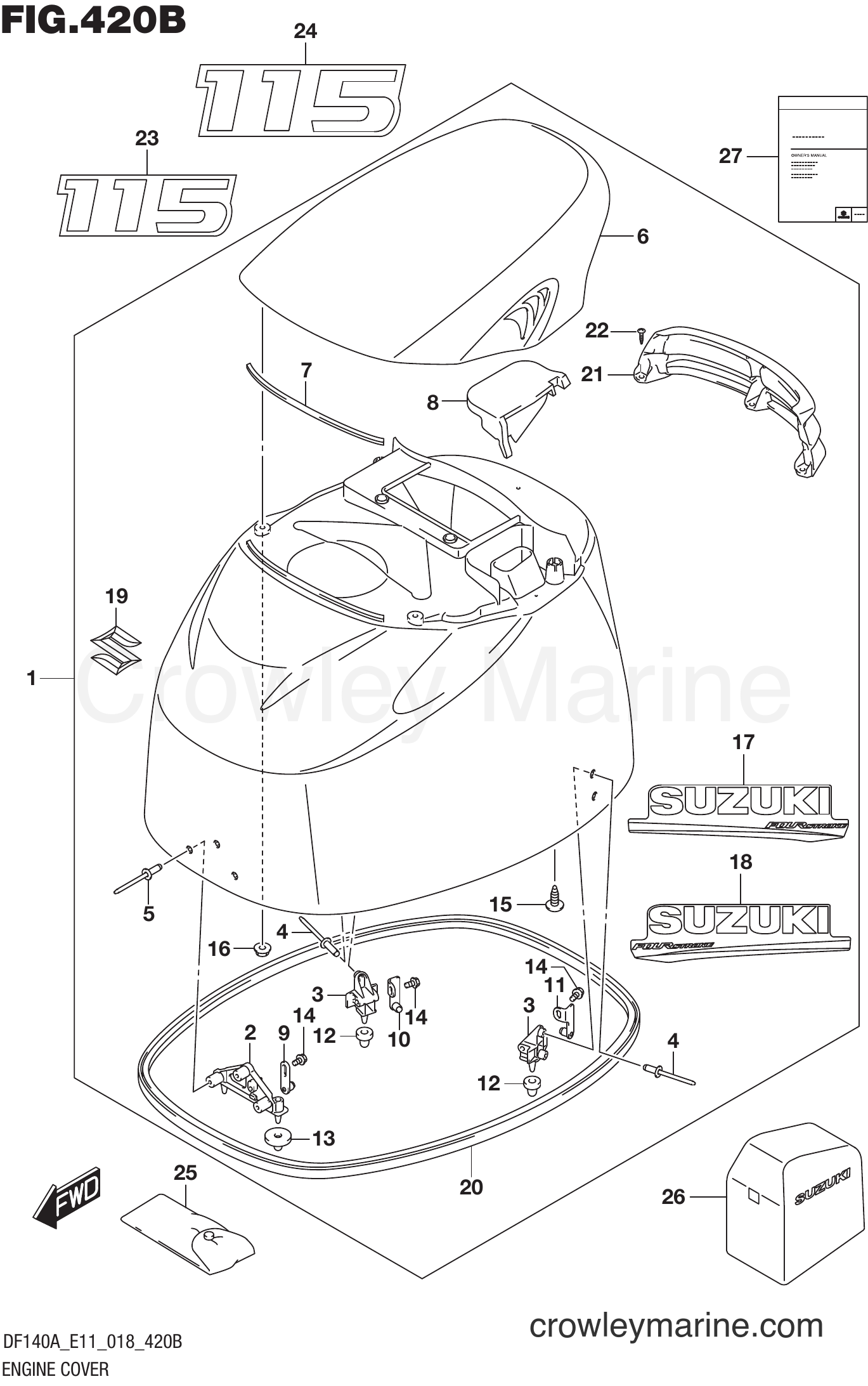 Suzuki Marine DF115AT 810001~ - ENGINE COVER (DF115AT E11)(DF115AZ E11)
