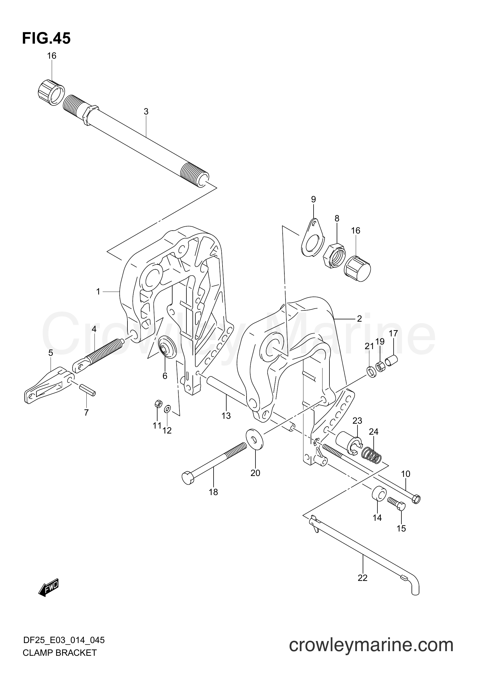 Suzuki Marine DF25 02503F-410001~ - CLAMP BRACKET (DF25R E03)