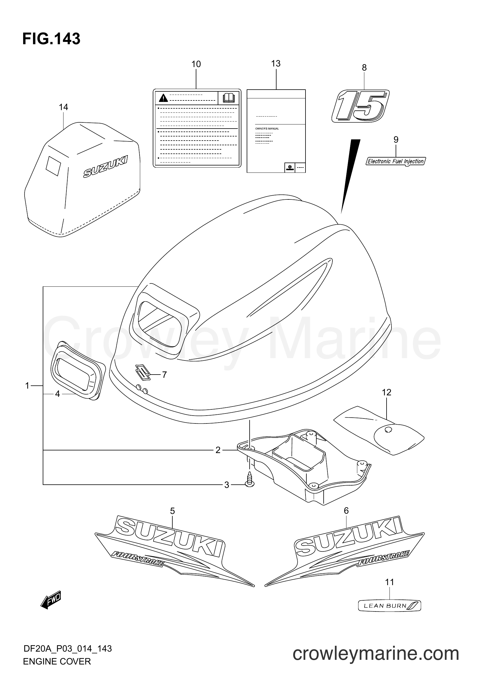 Suzuki Marine DF9.9B 00995F-01504 - ENGINE COVER (DF15A P03)