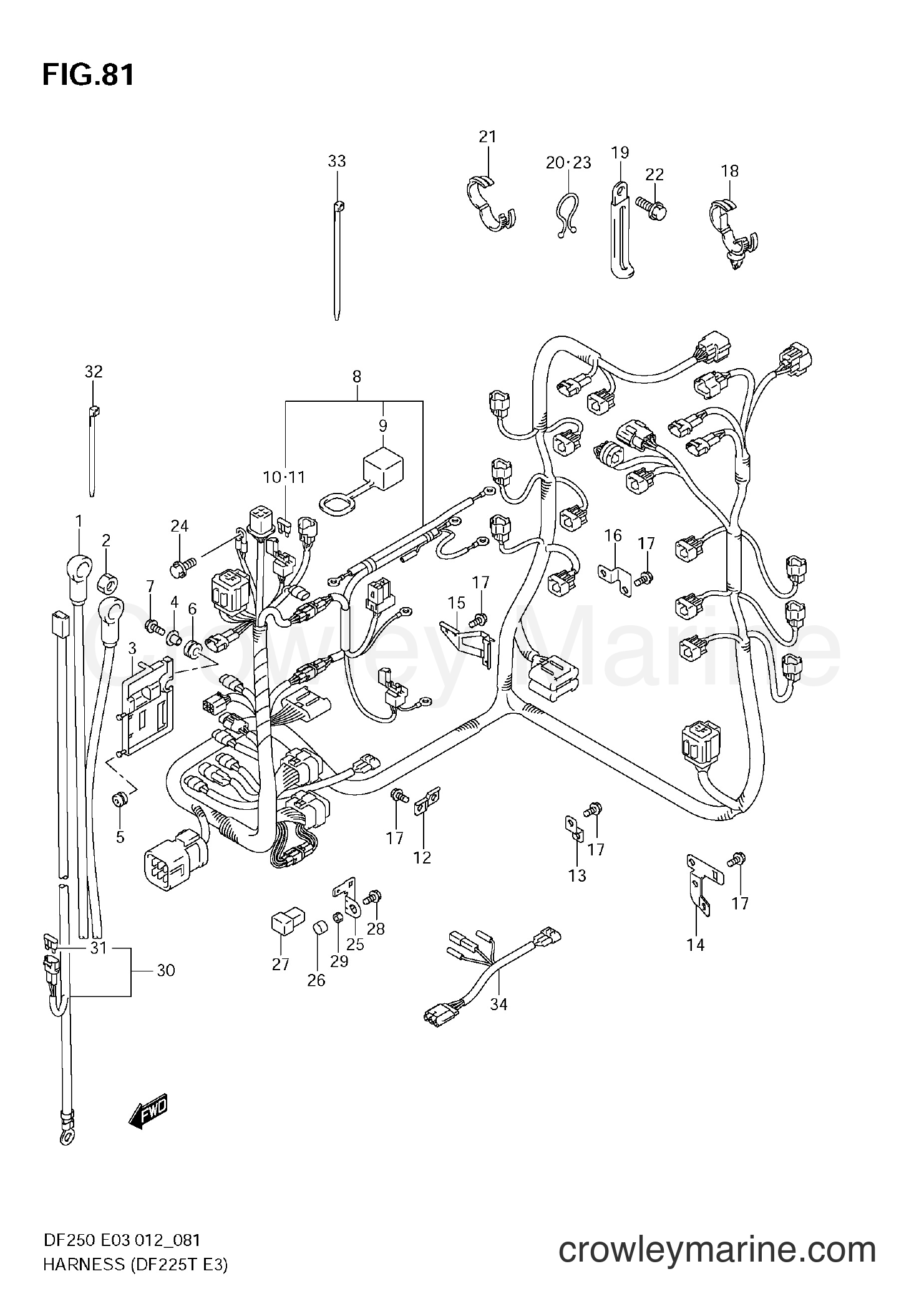 Suzuki Marine DF250 210001~ - HARNESS (DF225T E3)