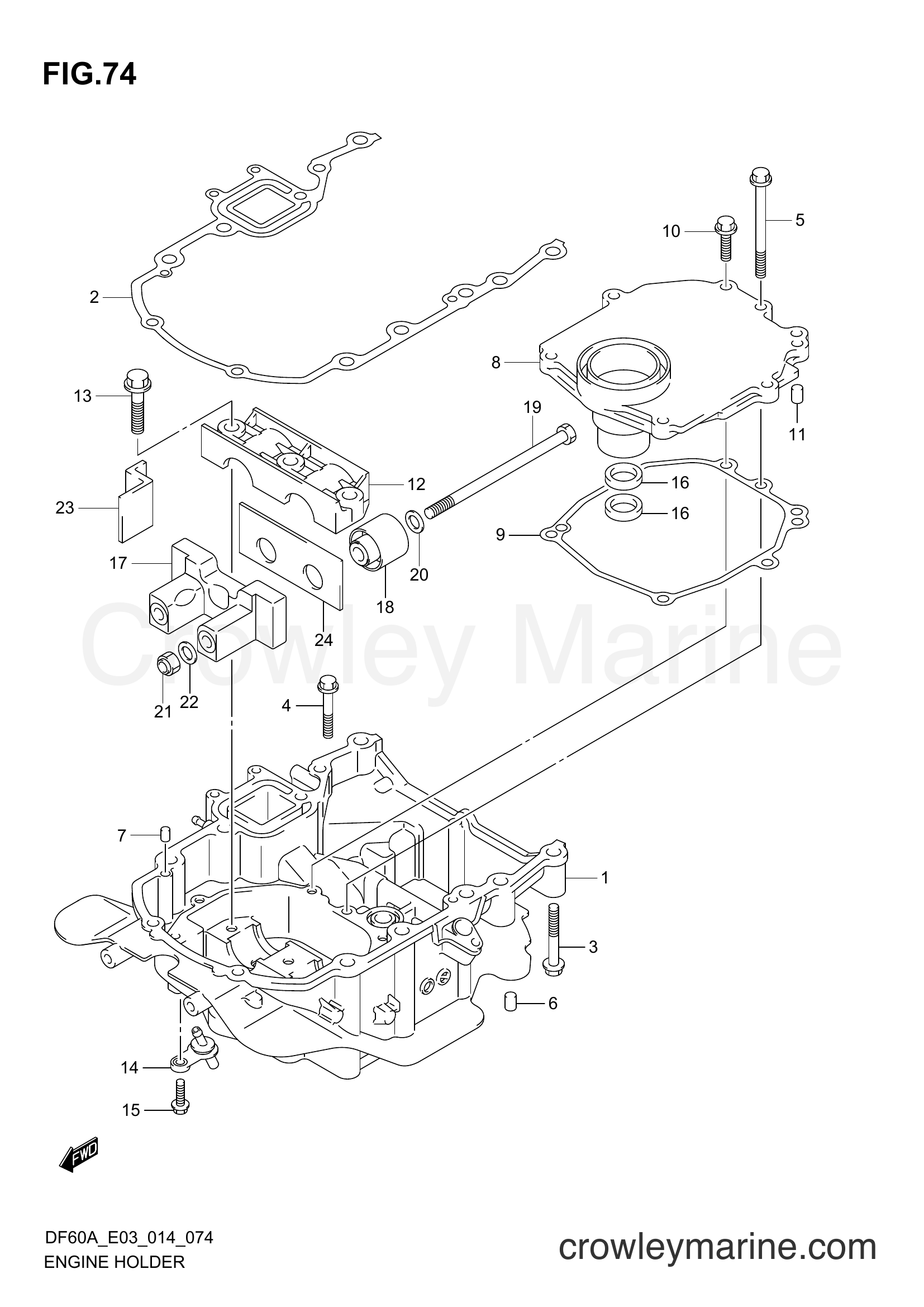 Suzuki Marine DF60A 410001~ - ENGINE HOLDER (DF50A E03)