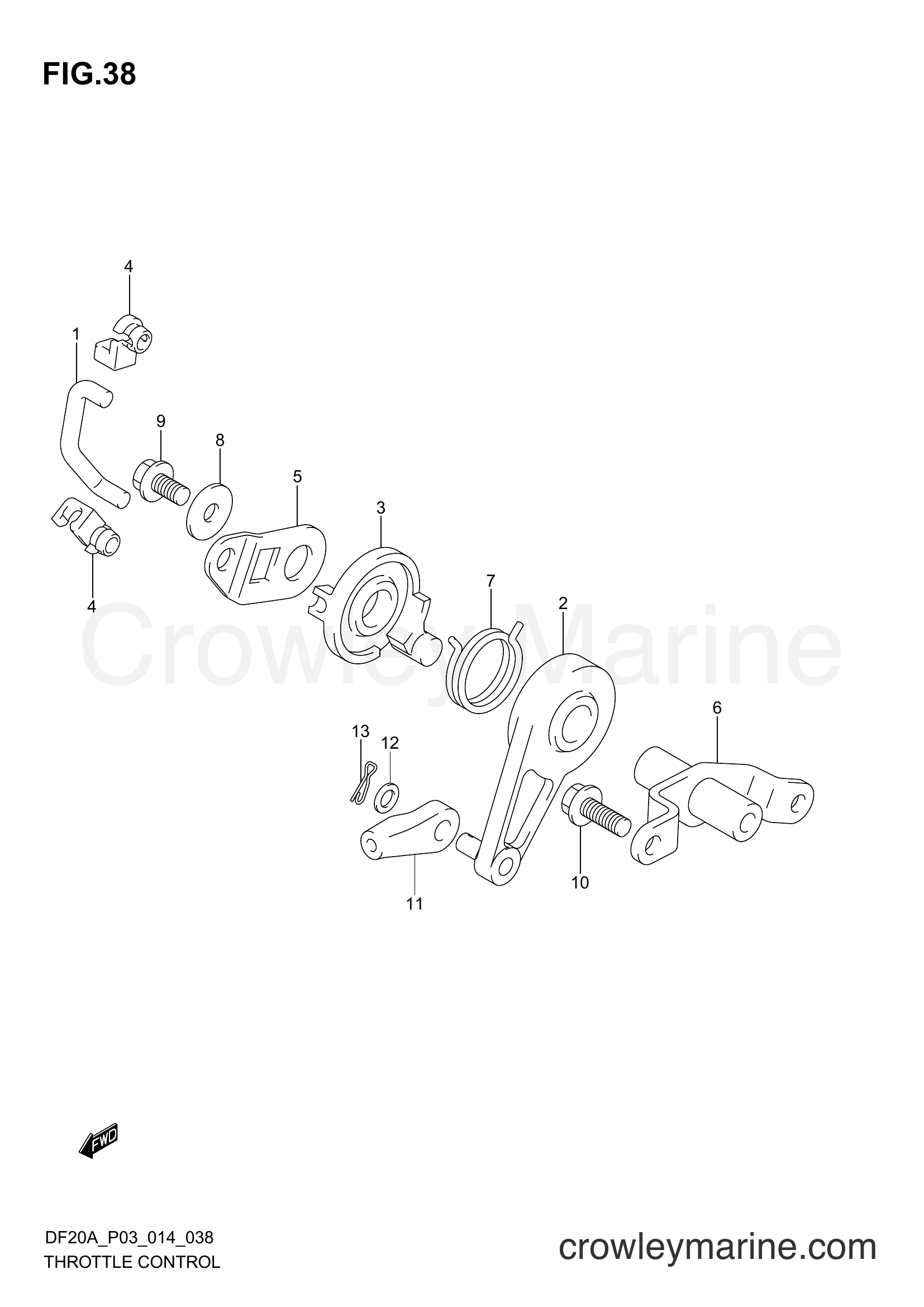 Suzuki Marine DF9.9B 00995F-01504 - THROTTLE CONTROL (DF20AR P03)