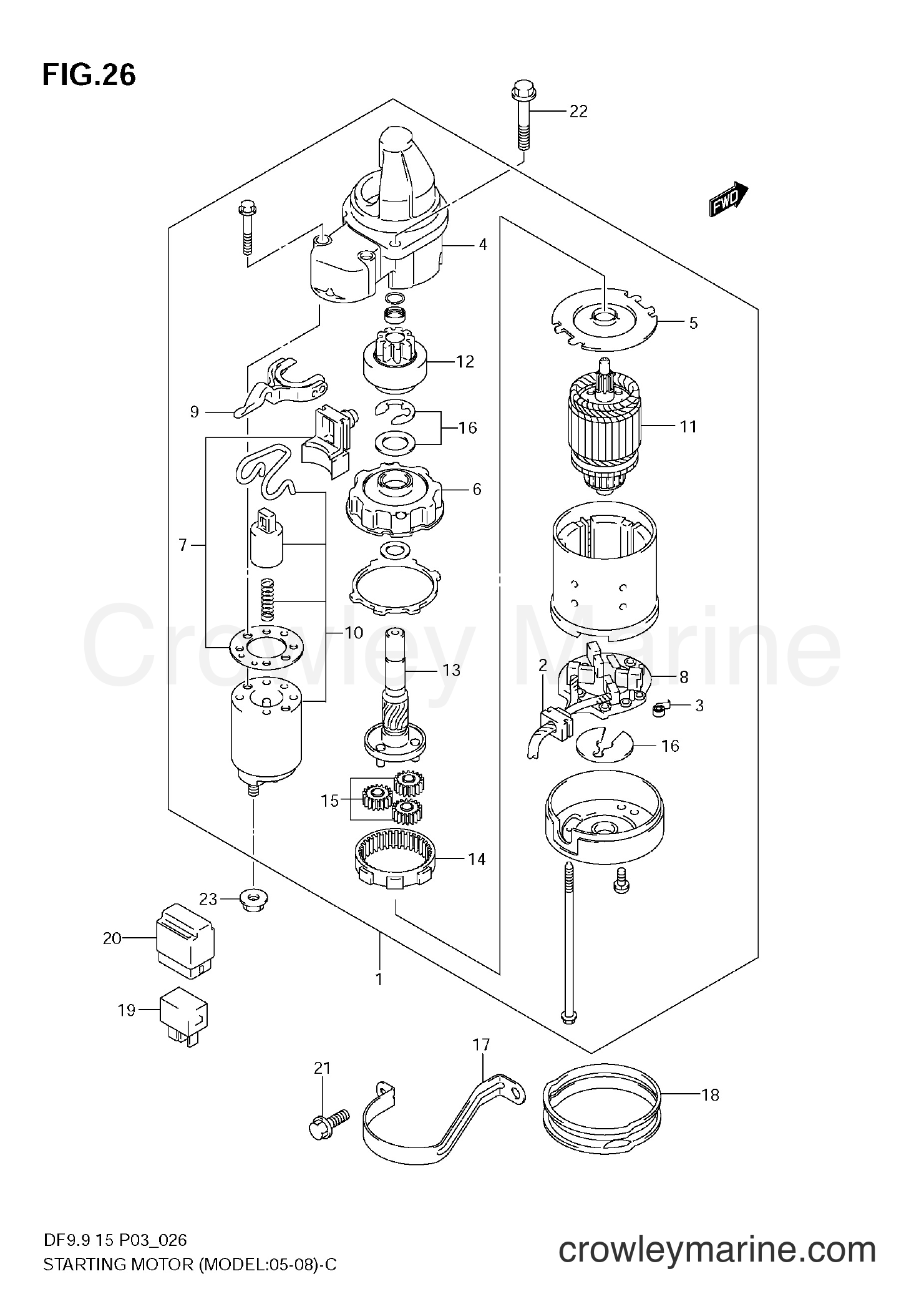 Suzuki Marine DF9.9 - STARTING MOTOR (MODEL:05~)