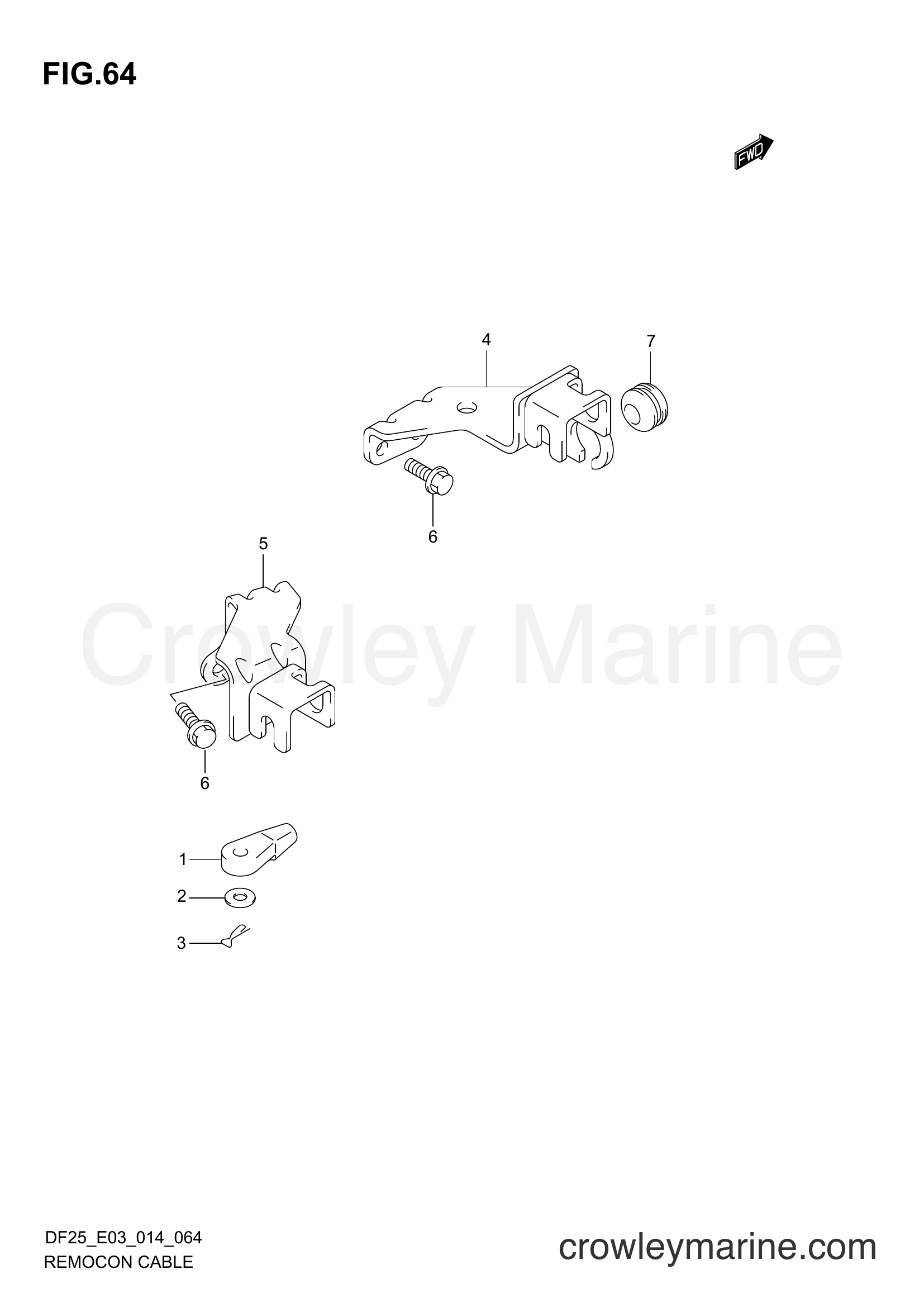 Suzuki Marine DF25 02503F-410001~ - REMOCON CABLE (DF25R E03)