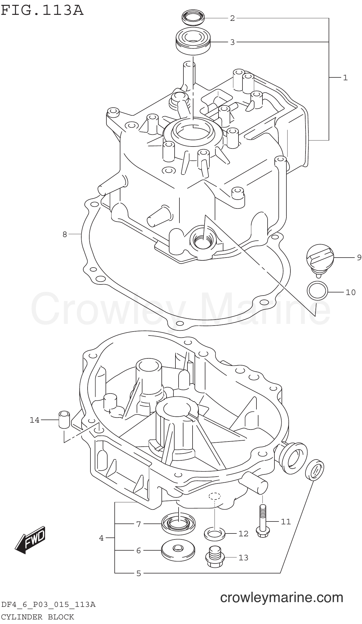 Suzuki Marine DF4 510001~ - CYLINDER BLOCK