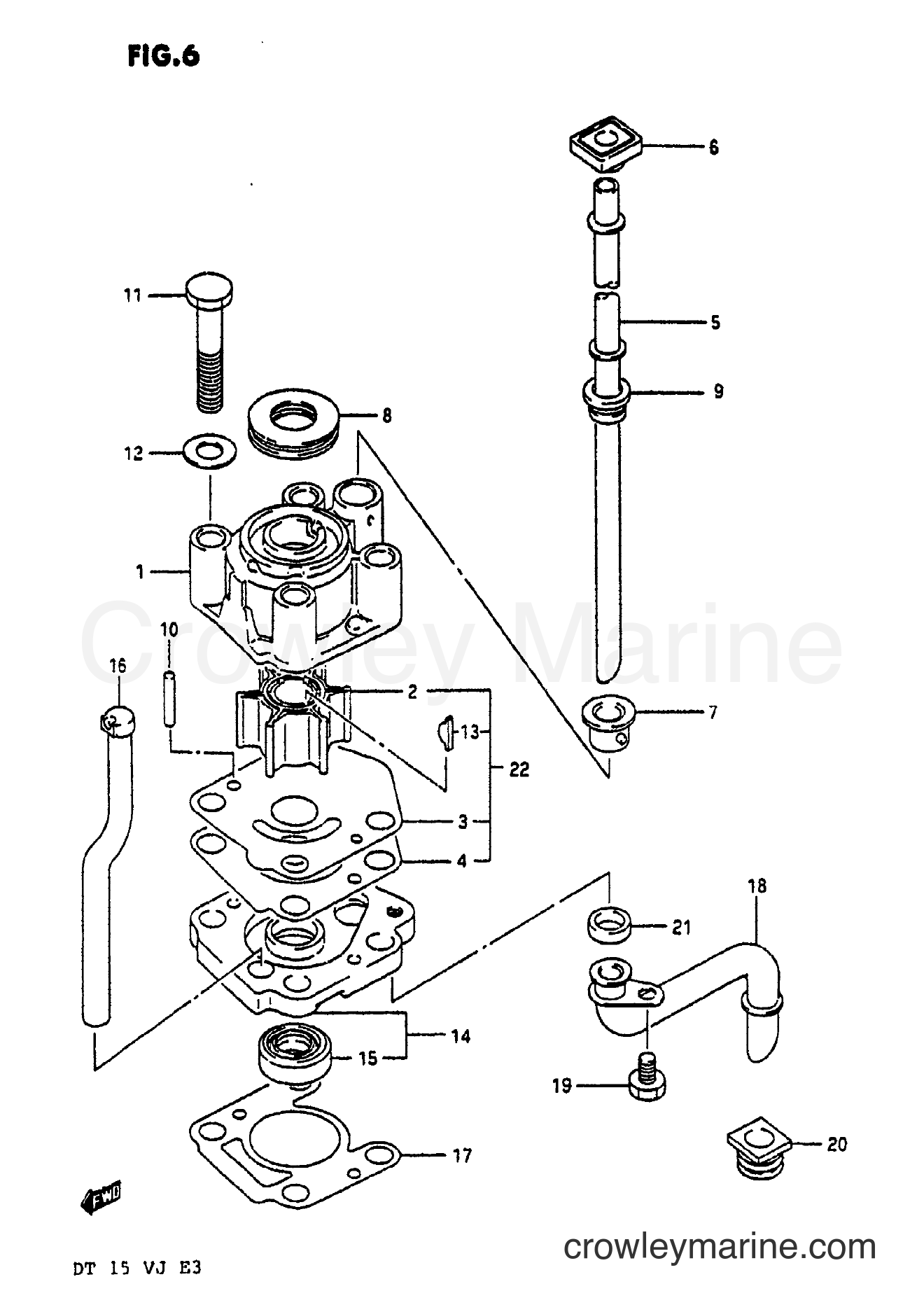 WATER PUMP 1988 TwoStroke Outboard 15 DT15 Crowley Marine