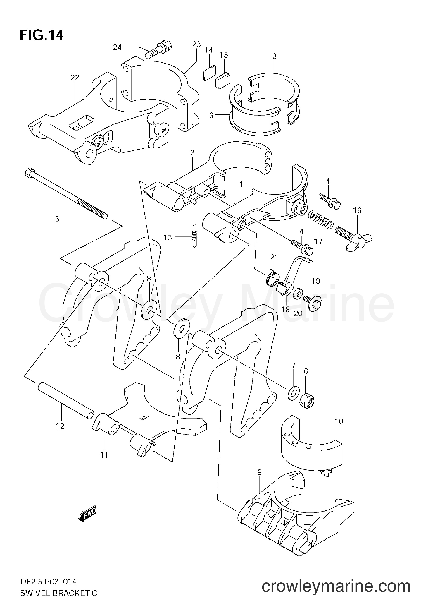 Suzuki Marine DF2.5 - SWIVEL BRACKET