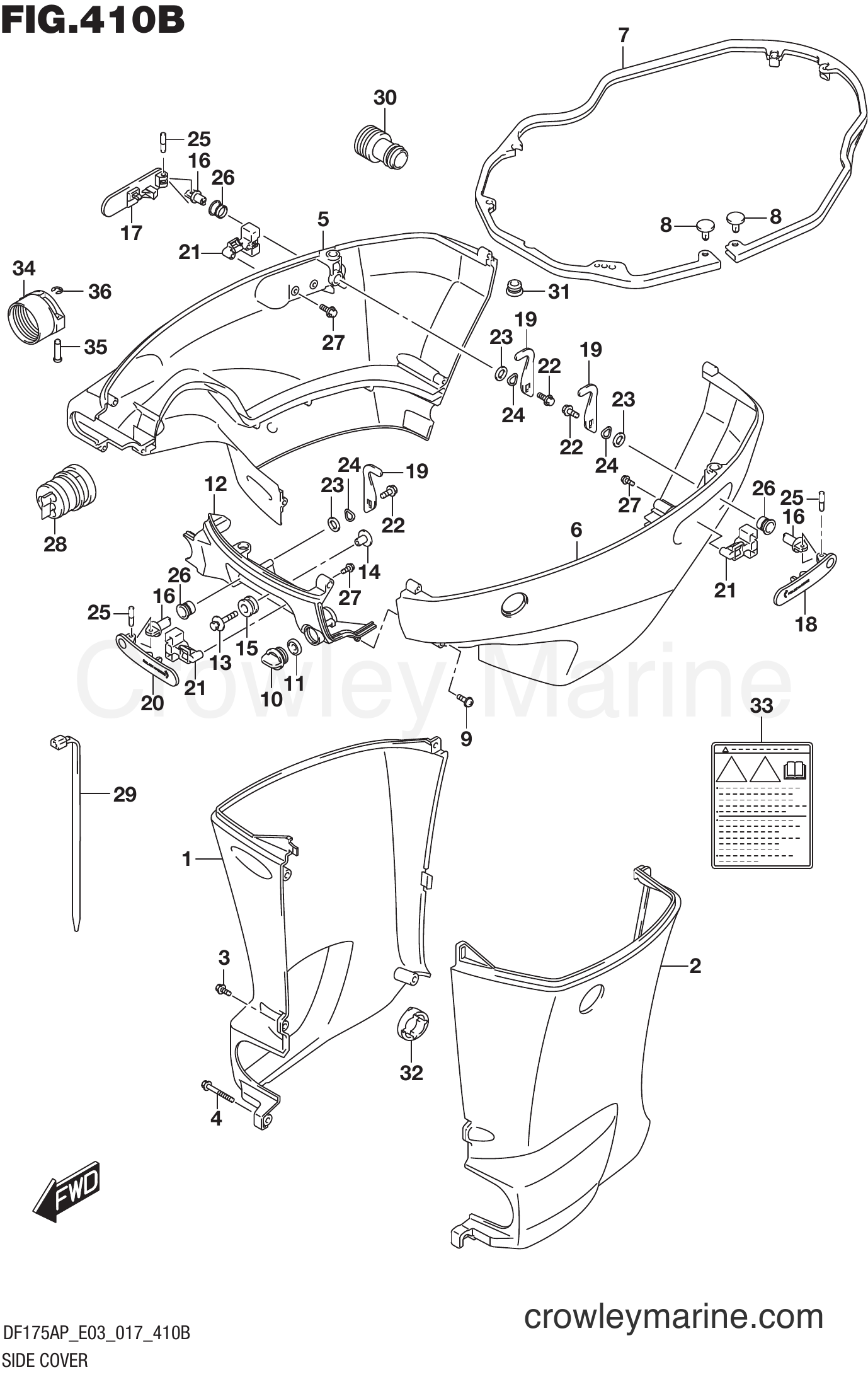Suzuki Marine DF150AP 710001~ - SIDE COVER (DF175AP E03)
