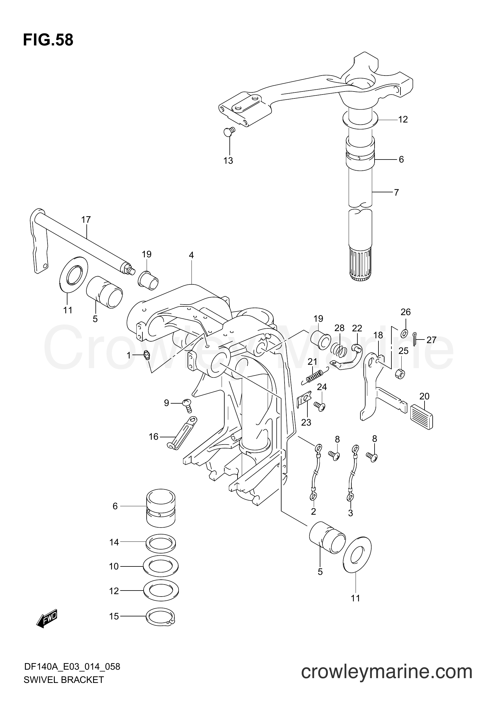 Suzuki Marine DF140 410001~ - SWIVEL BRACKET (DF115AZ E03)