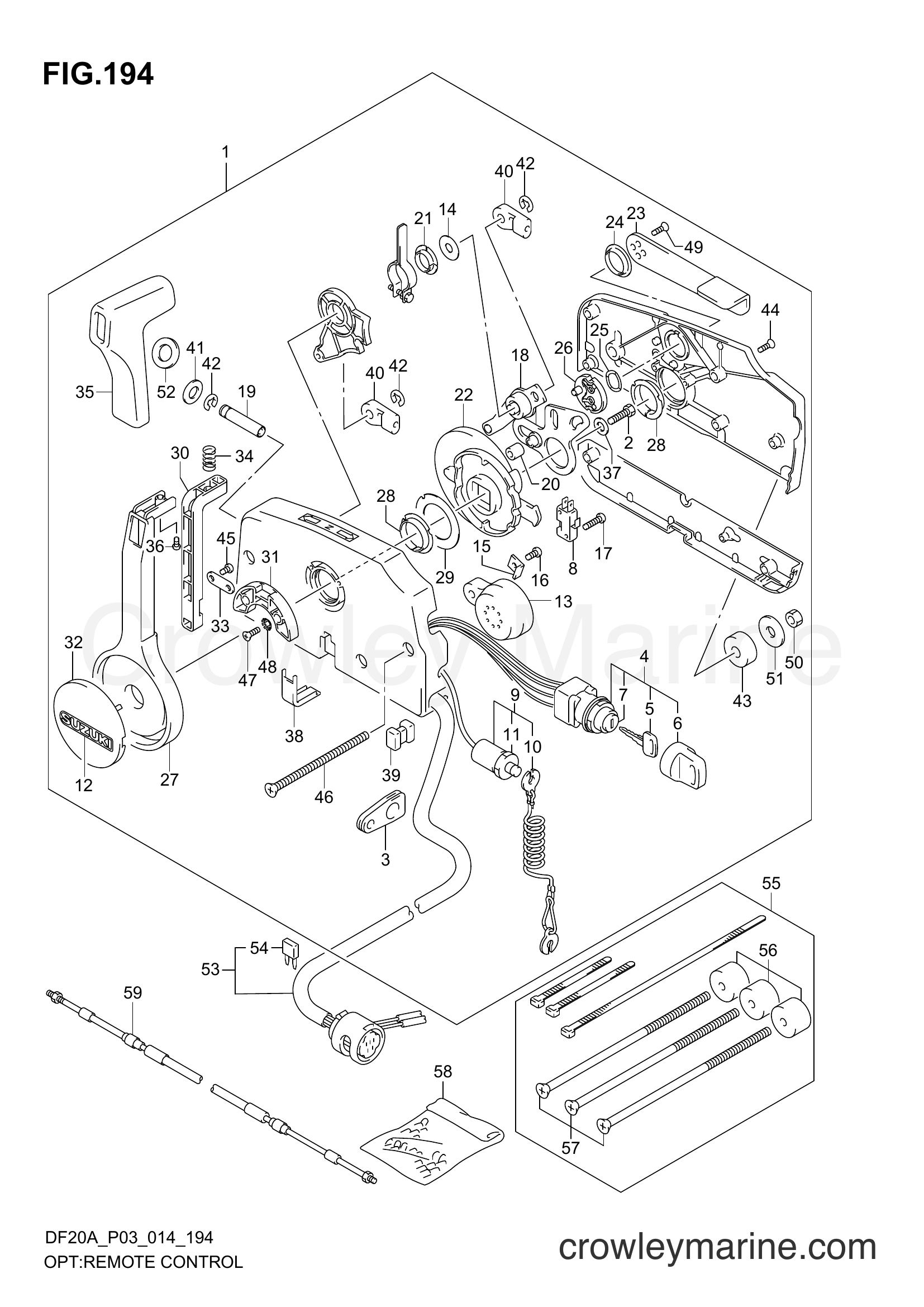 Suzuki Marine DF15A 00995F-01504 - OPT:REMOTE CONTROL (DF9,9B P03)