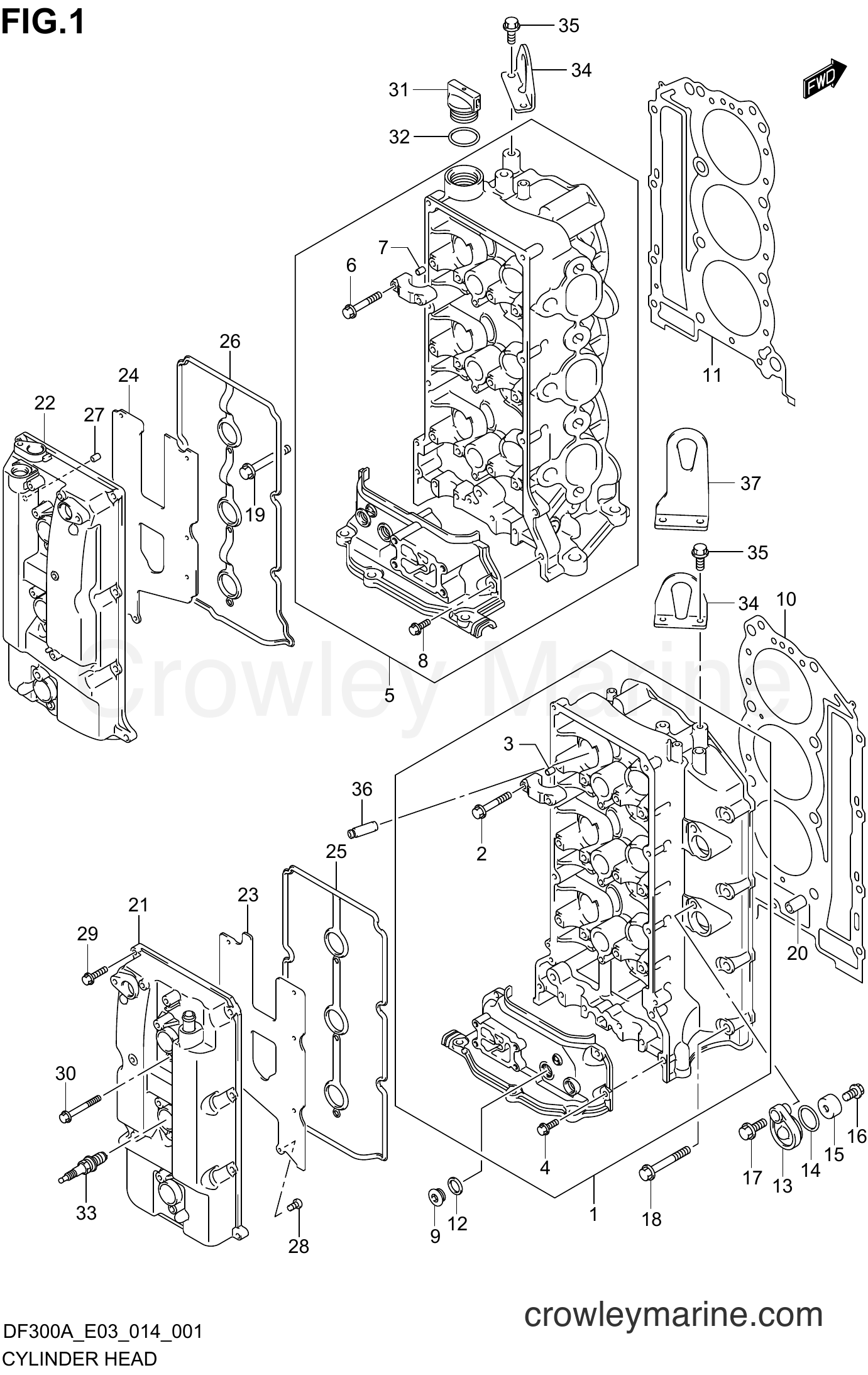 Suzuki Marine DF250AP 410001~ - CYLINDER HEAD