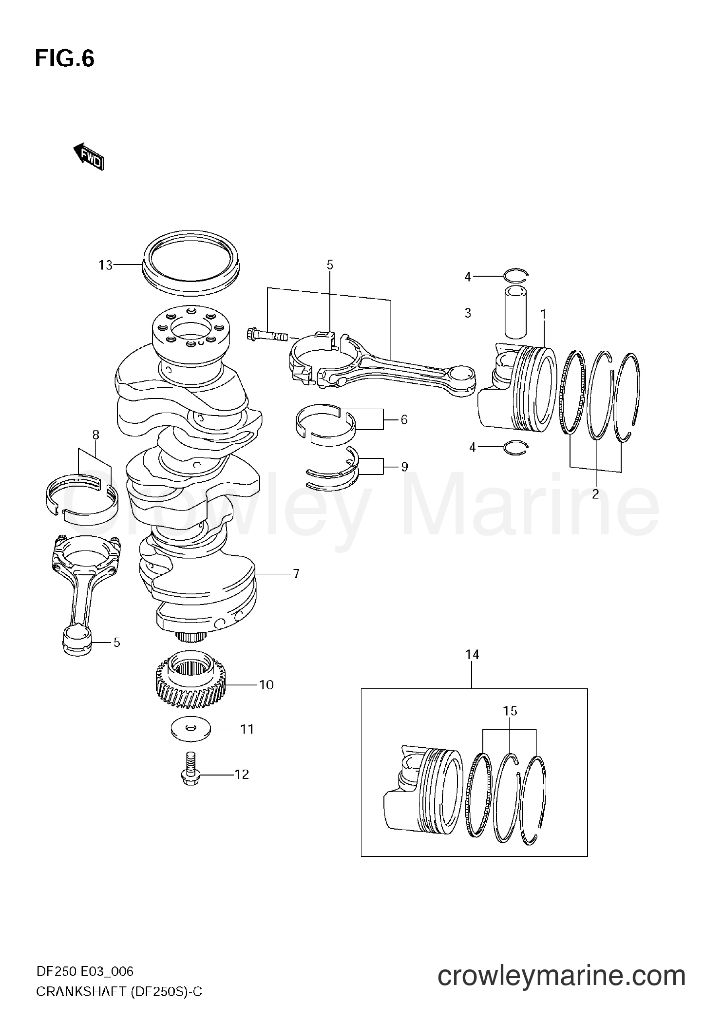 CRANKSHAFT (DF250S) - 2004 Four-Stroke Outboard 200 DF200 | Crowley Marine
