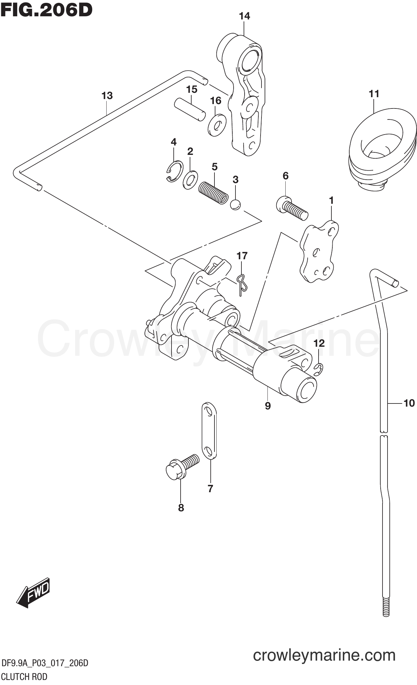 CLUTCH ROD (DF9.9AR P03) Serial Range FourStroke Outboard 8 DF8A