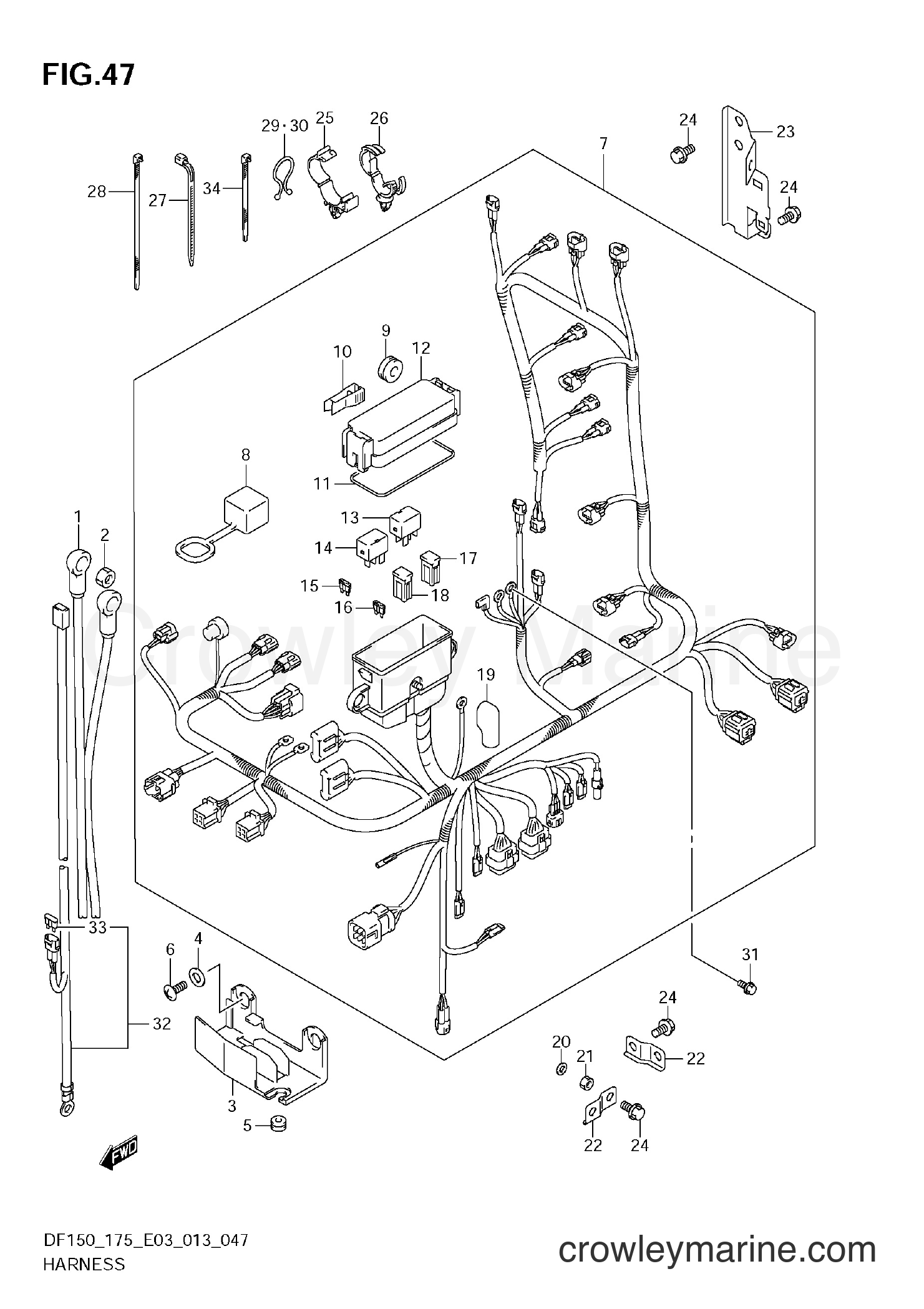 Suzuki Marine DF175 310001~ - HARNESS (DF150T E3)