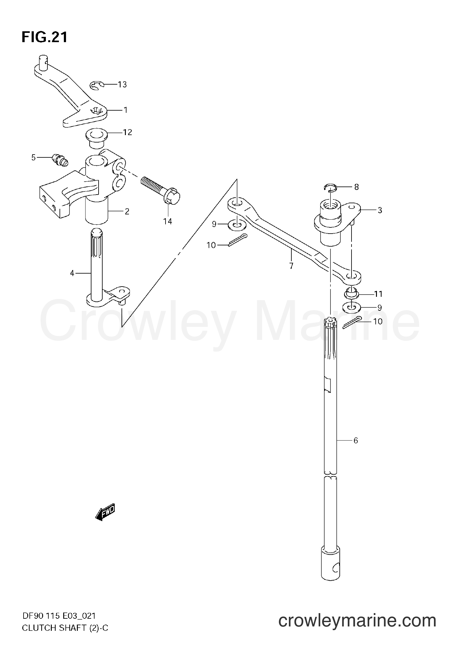 2002 Four-Stroke Outboard 115 - DF115 - CLUTCH SHAFT (DF90T:372297~,DF115T:373696~)