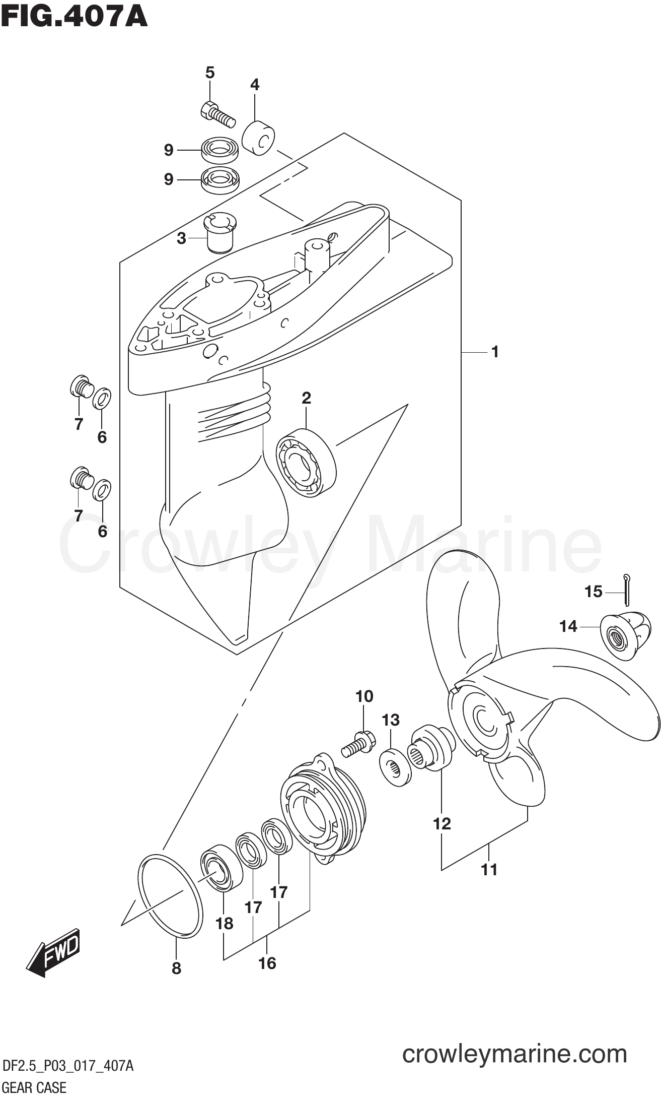 Suzuki Marine DF2.5 00252F-710001~ - GEAR CASE