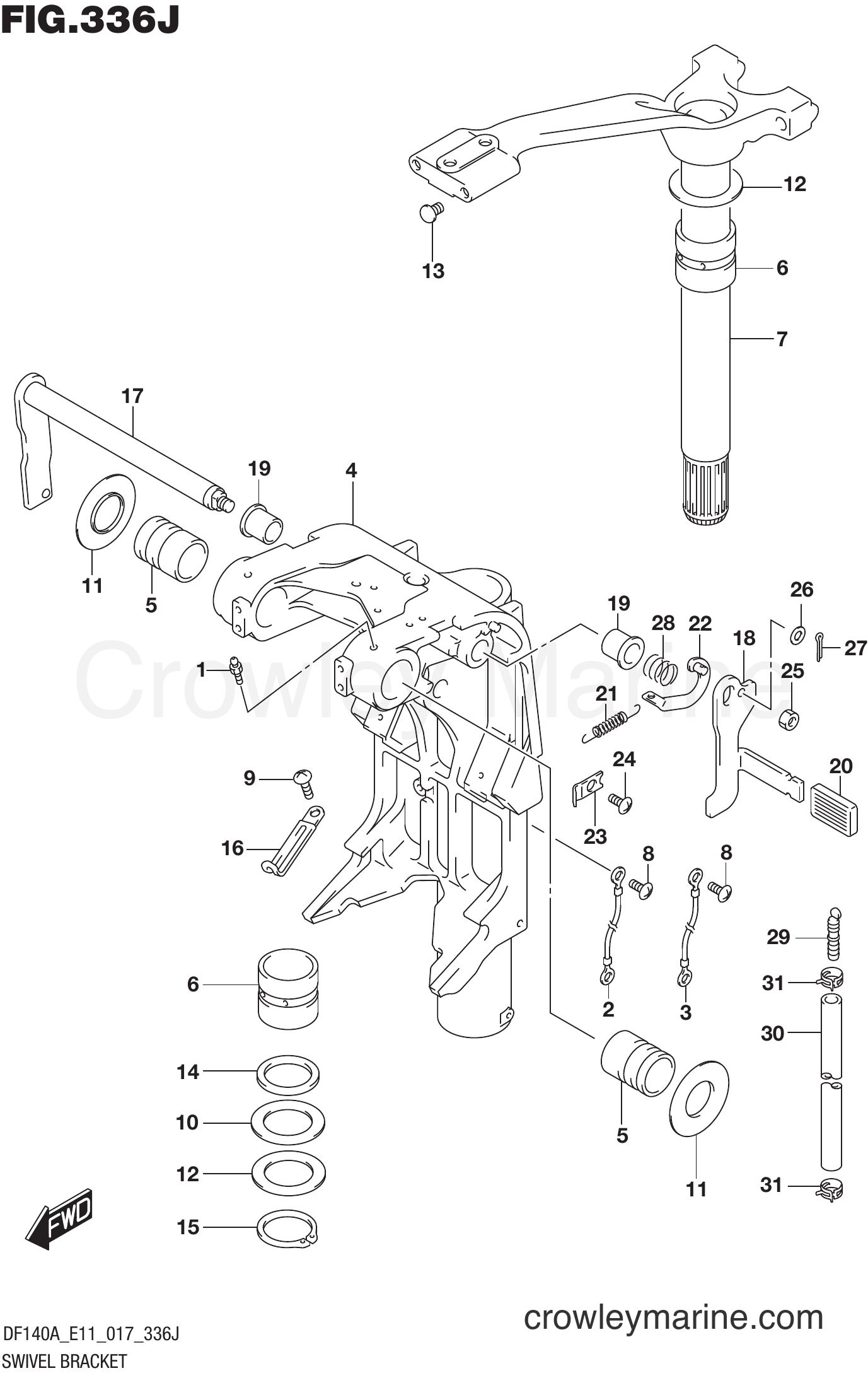 Suzuki Marine DF140AZ 710001~ - SWIVEL BRACKET (DF140AZ E40)