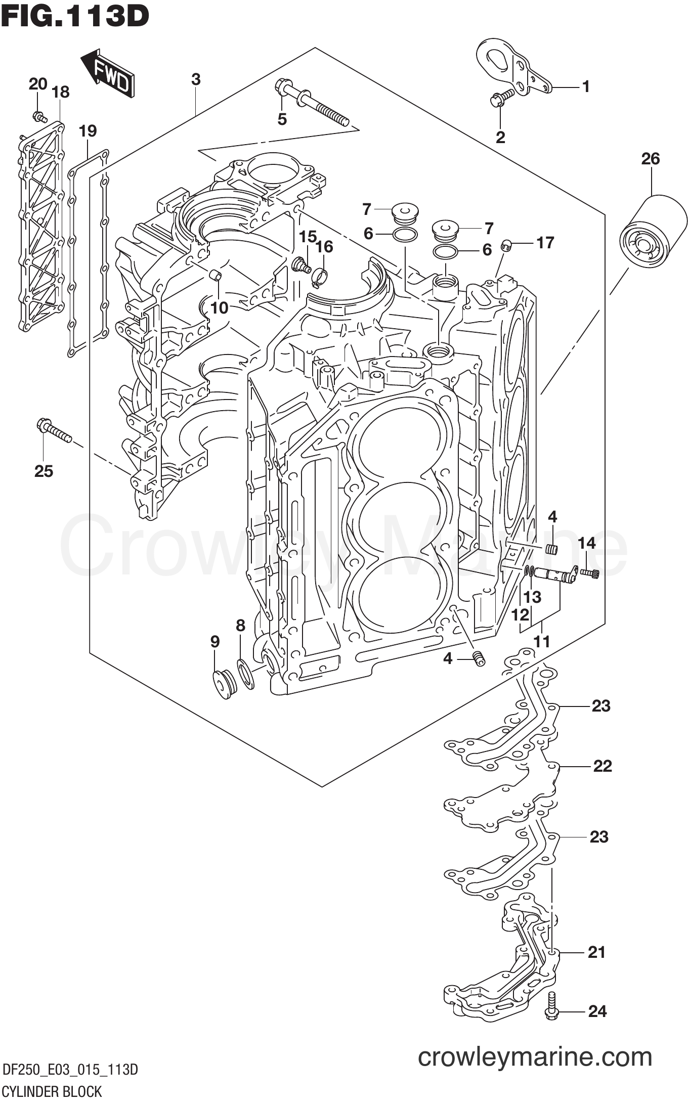 Suzuki Marine DF225 51001~ - CYLINDER BLOCK (DF225Z E03)