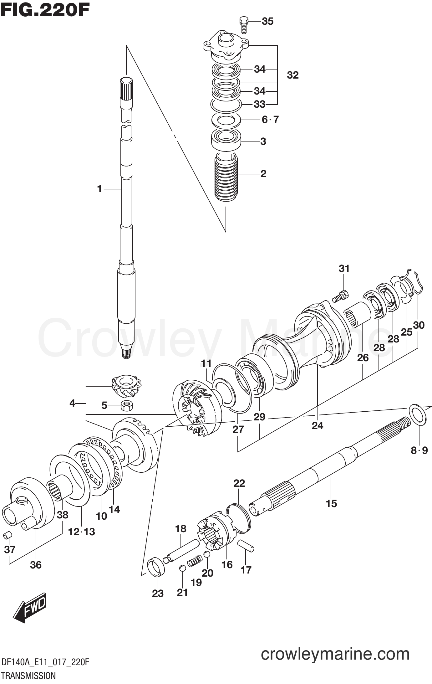 Suzuki Marine DF115AST 710001~ - TRANSMISSION (DF140AT E11)