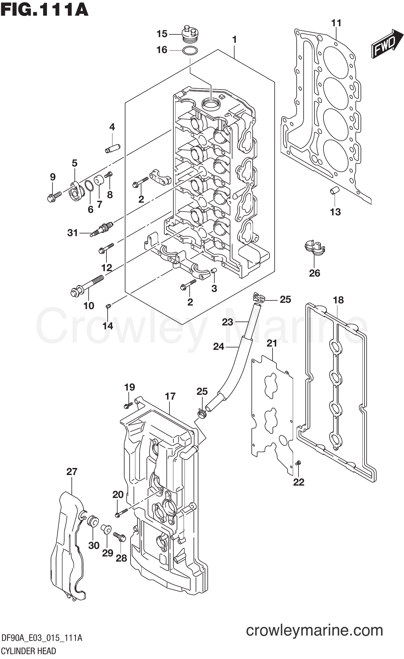 Suzuki Marine DF70AT 510001 - CYLINDER HEAD