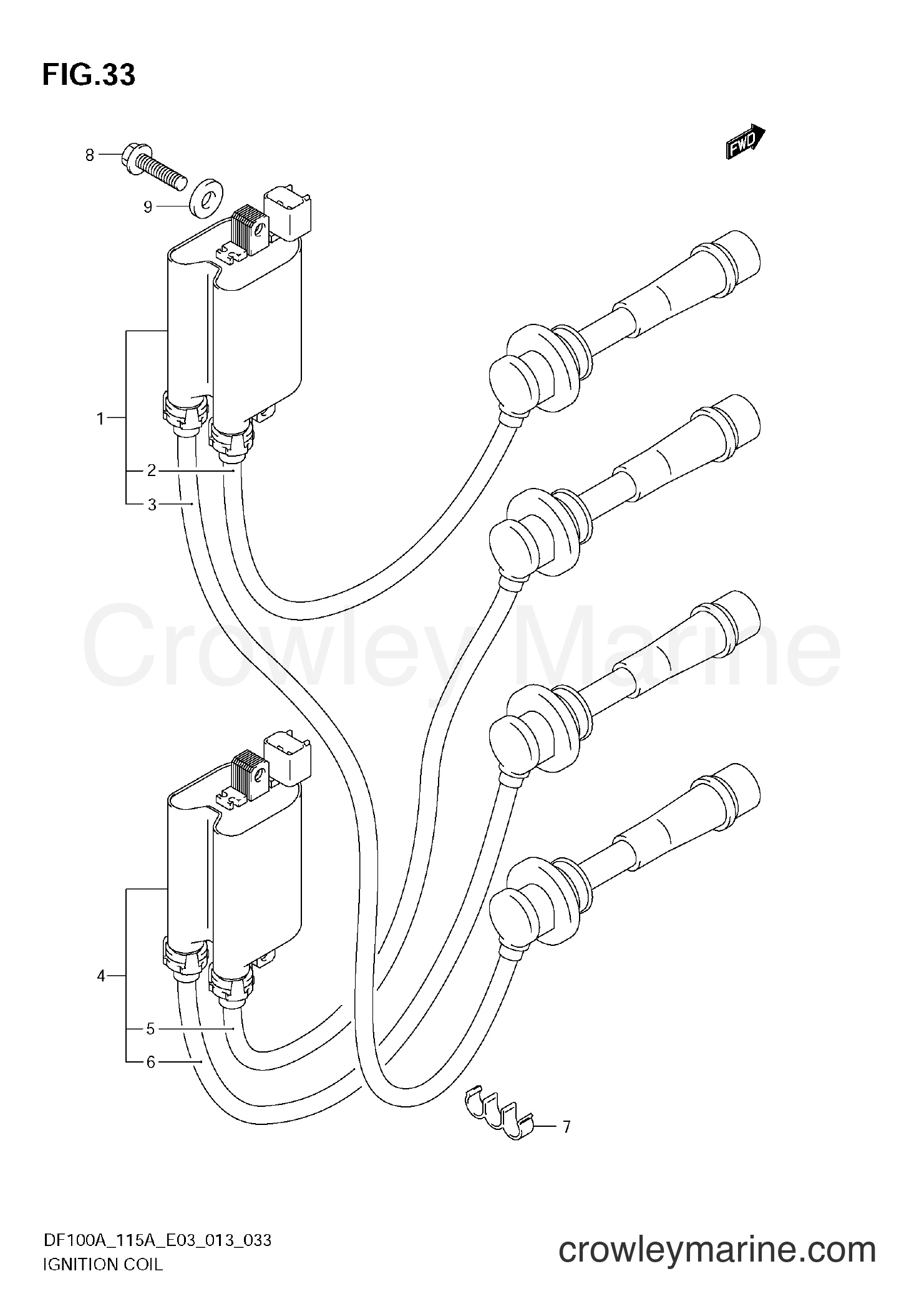 IGNITION COIL Serial Range FourStroke Outboard 100 DF100A 310001