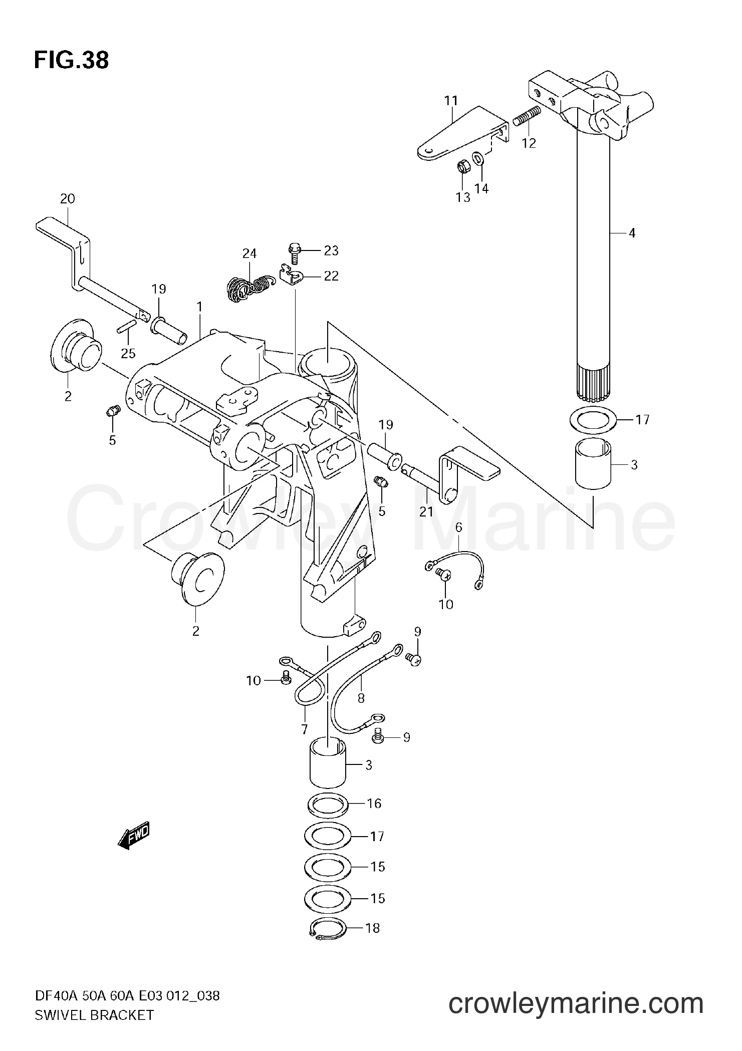 Suzuki Marine DF50A 210001~ - SWIVEL BRACKET (DF40A E3)