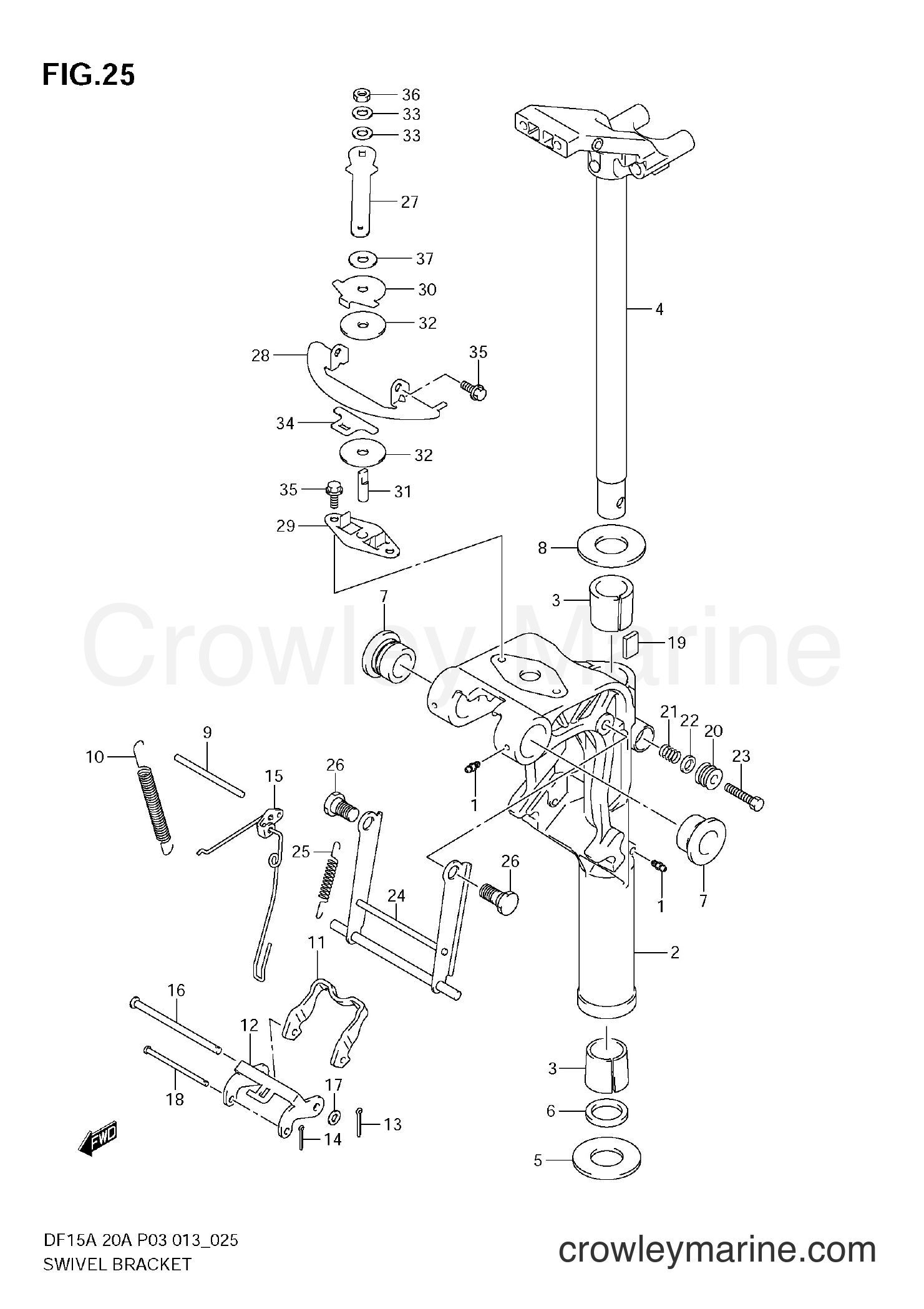 Suzuki Marine DF15A 01504F-310001~ - SWIVEL BRACKET