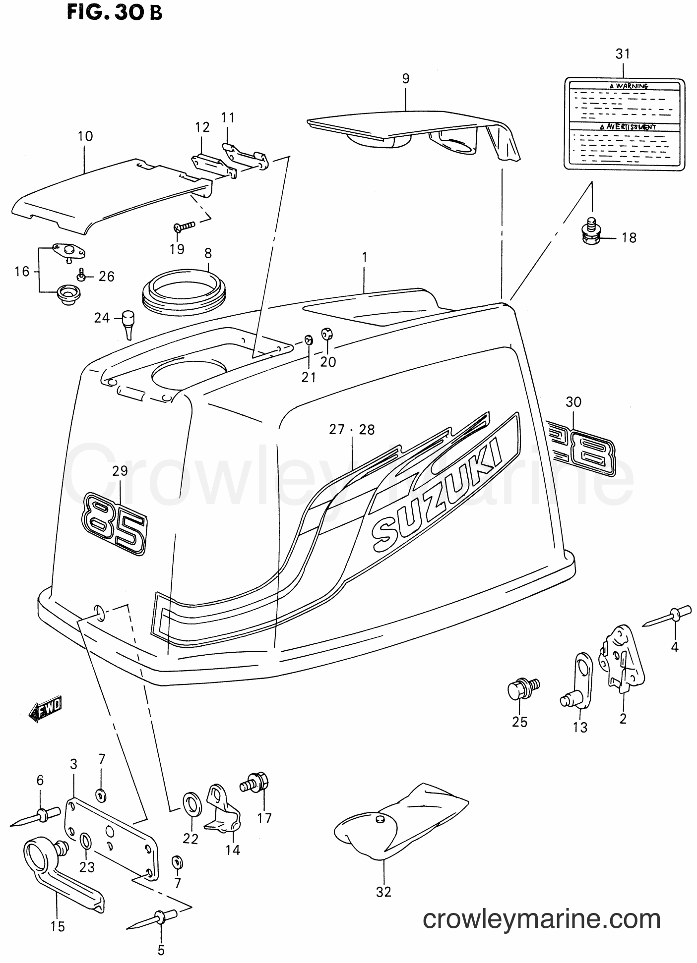 Suzuki Marine DT85 - ENGINE COVER (DT85,MODEL:98~00)
