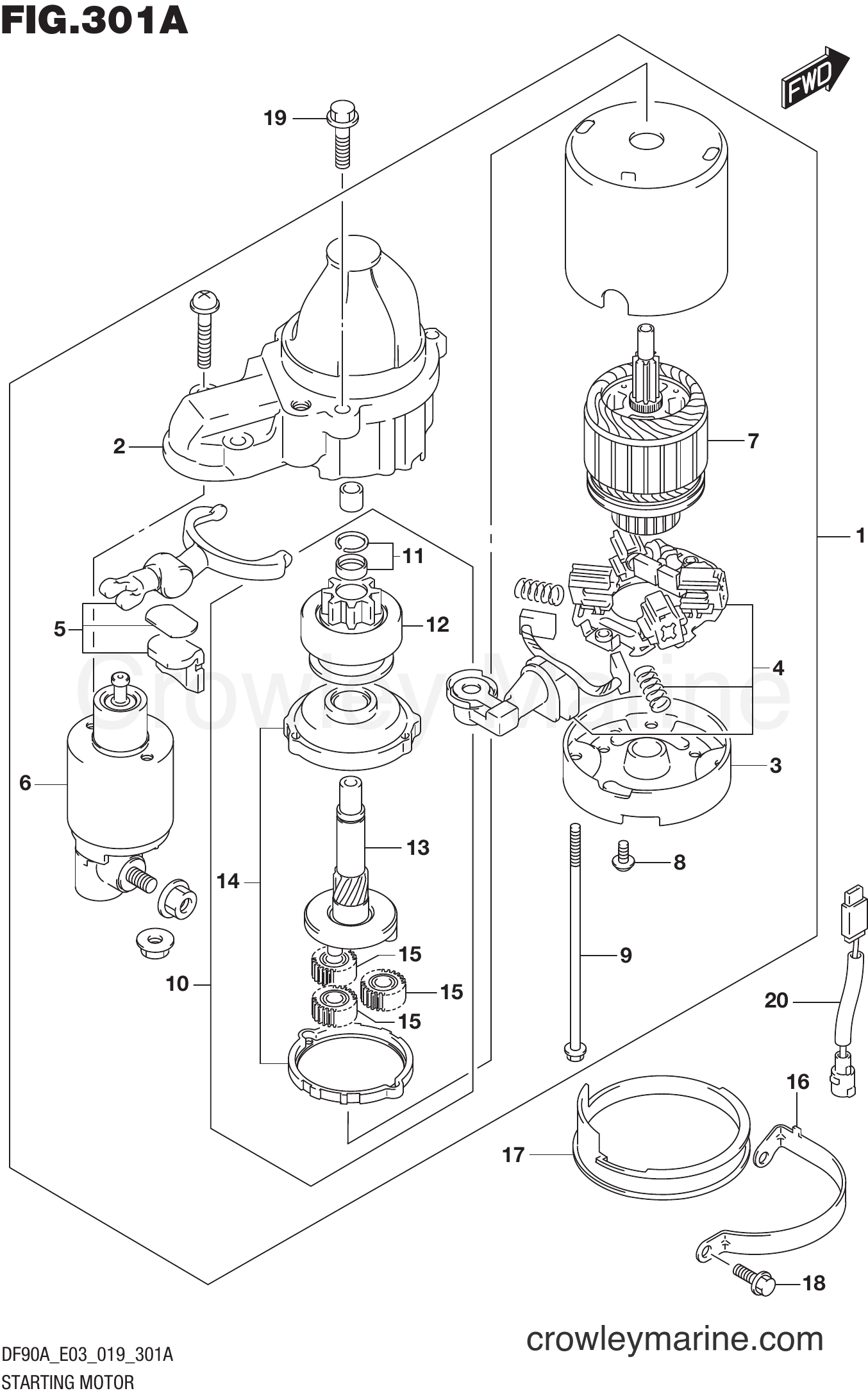 Suzuki Marine DF70A 910001~ - STARTING MOTOR