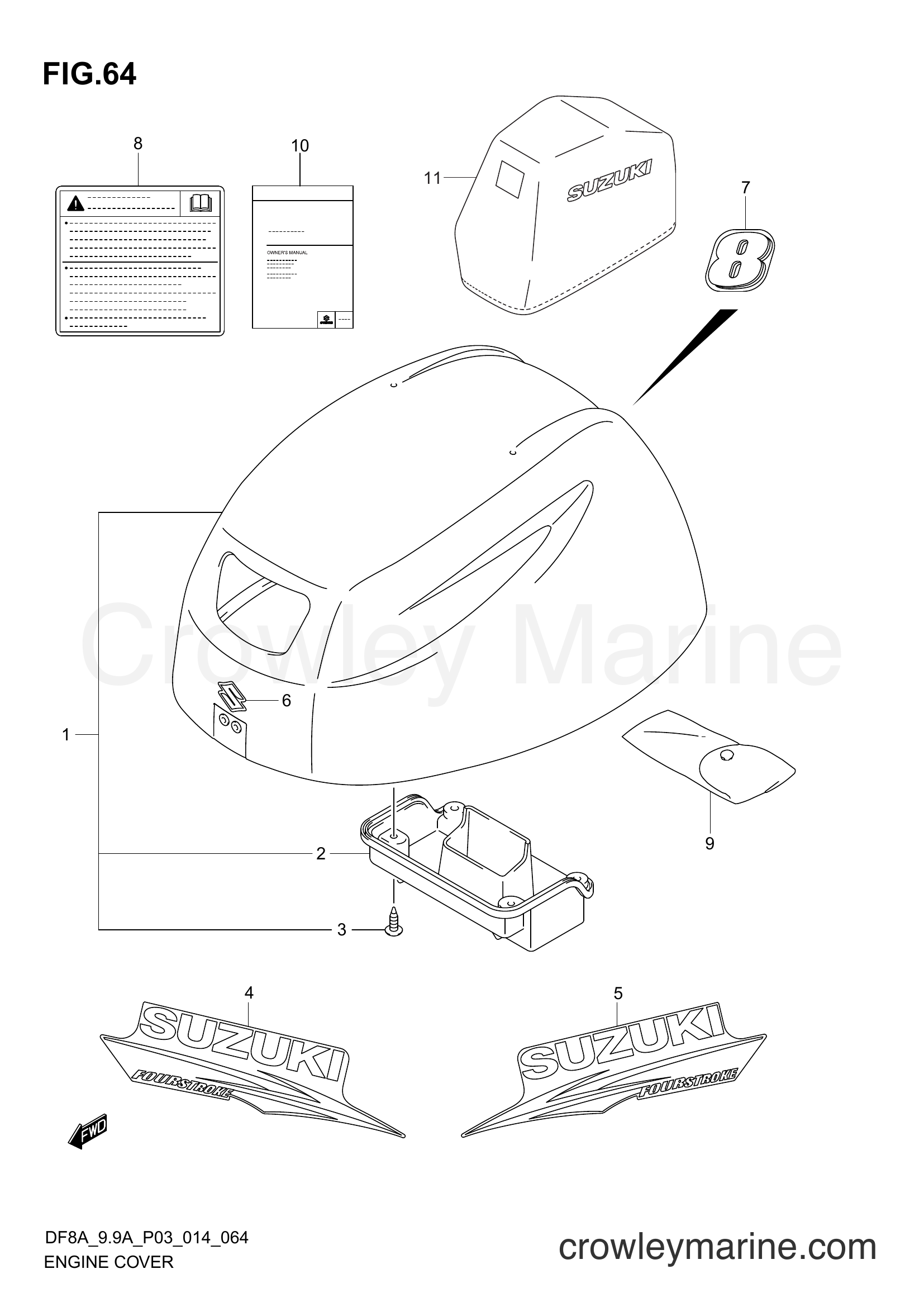 Suzuki Marine DF9.9A 410001~ - ENGINE COVER (DF8A P03)