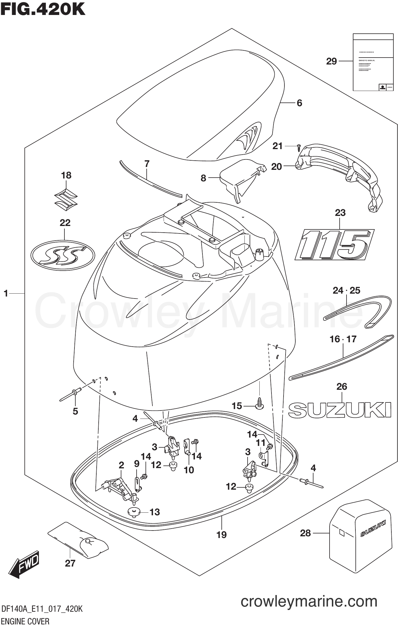 Suzuki Marine DF100AT 710001~ - ENGINE COVER (DF115AST E03)