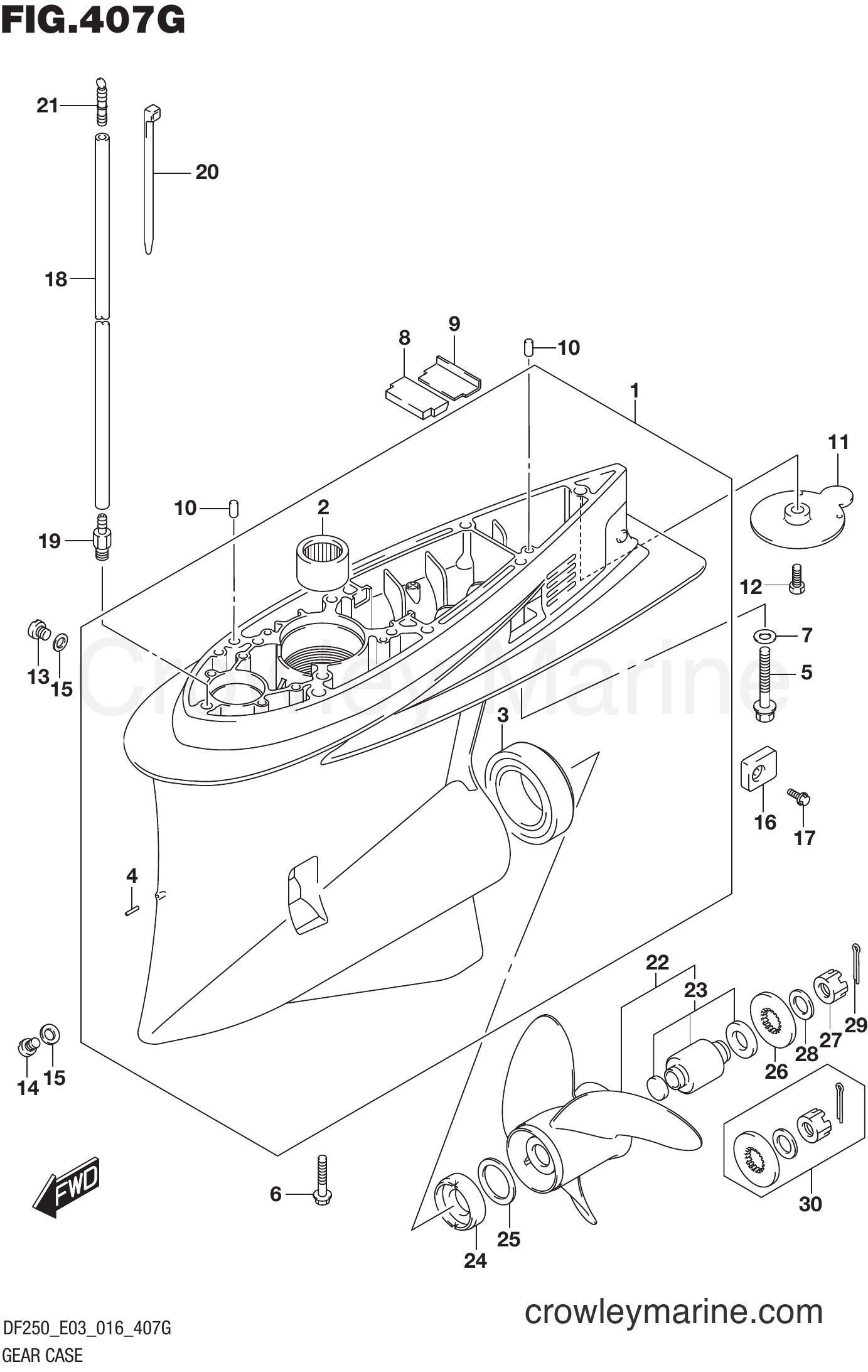 Suzuki Marine DF200Z 610001 - GEAR CASE (DF250ST E03)