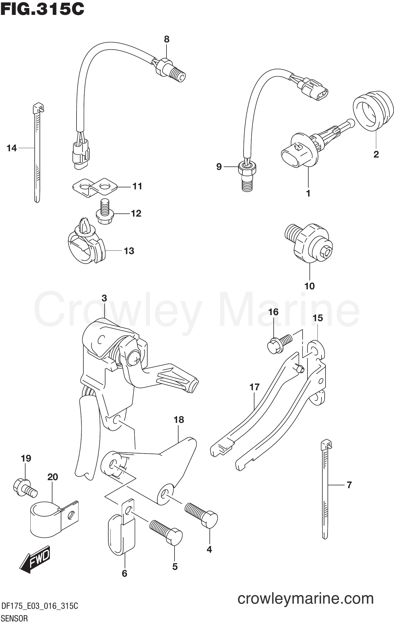Suzuki Marine DF175 610001~ - SENSOR (DF150Z E03)