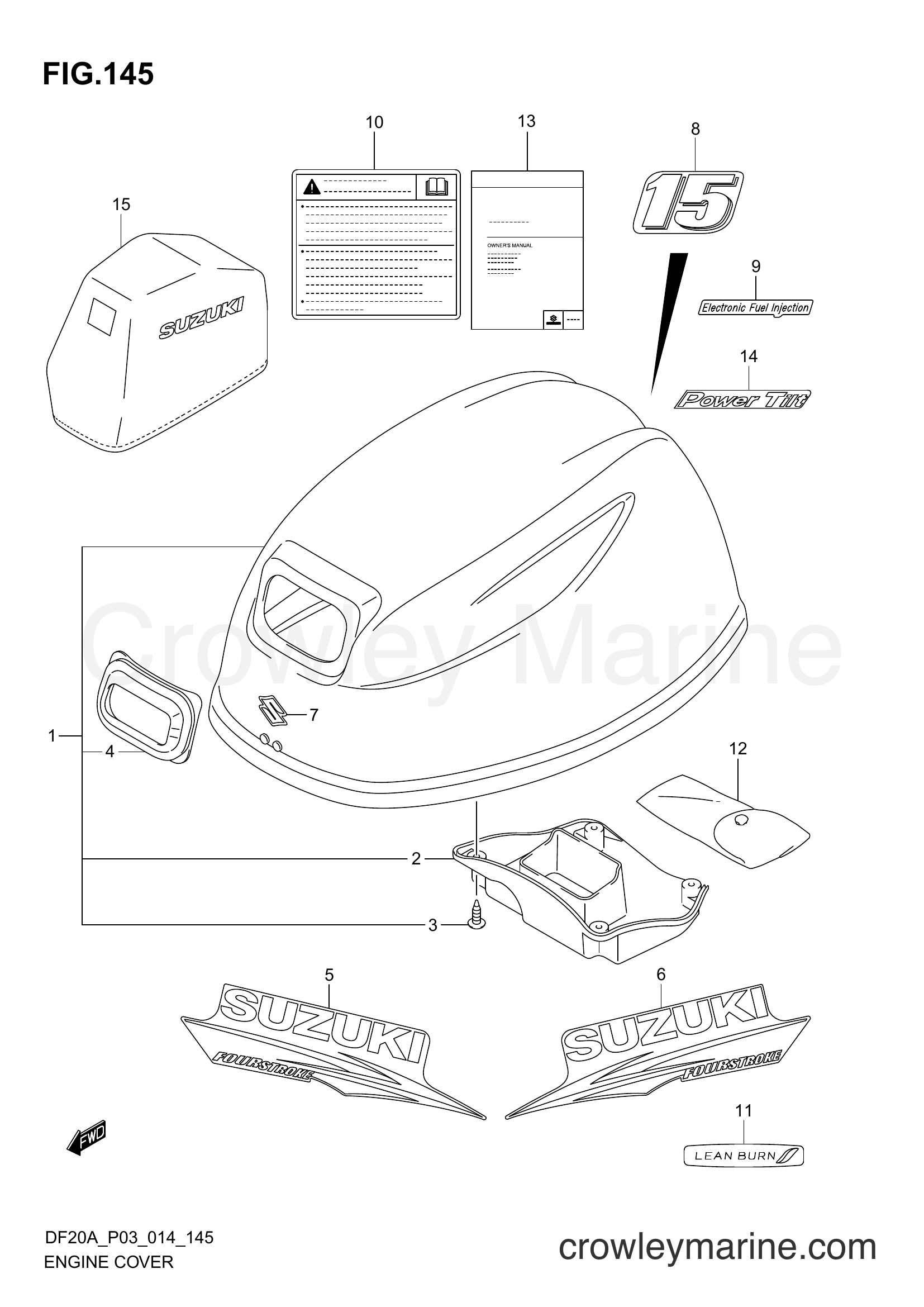 Suzuki Marine DF15A 02002F-410001~ - ENGINE COVER (DF15ATH P03)