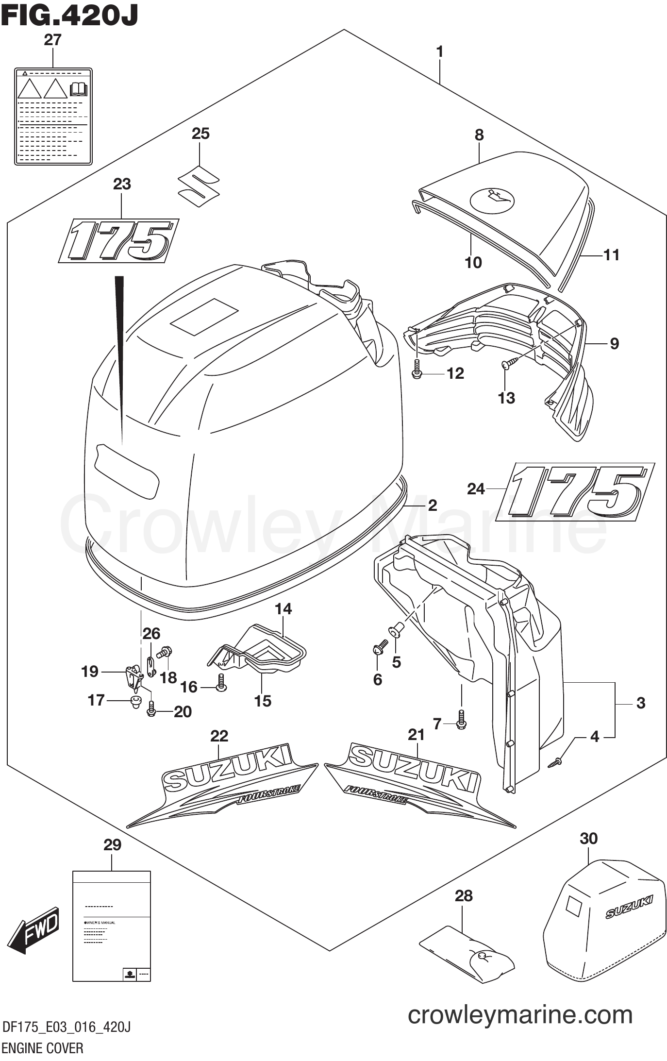 Suzuki Marine DF175TG 610001~ - ENGINE COVER (FOR 0EP) (DF175T E03)