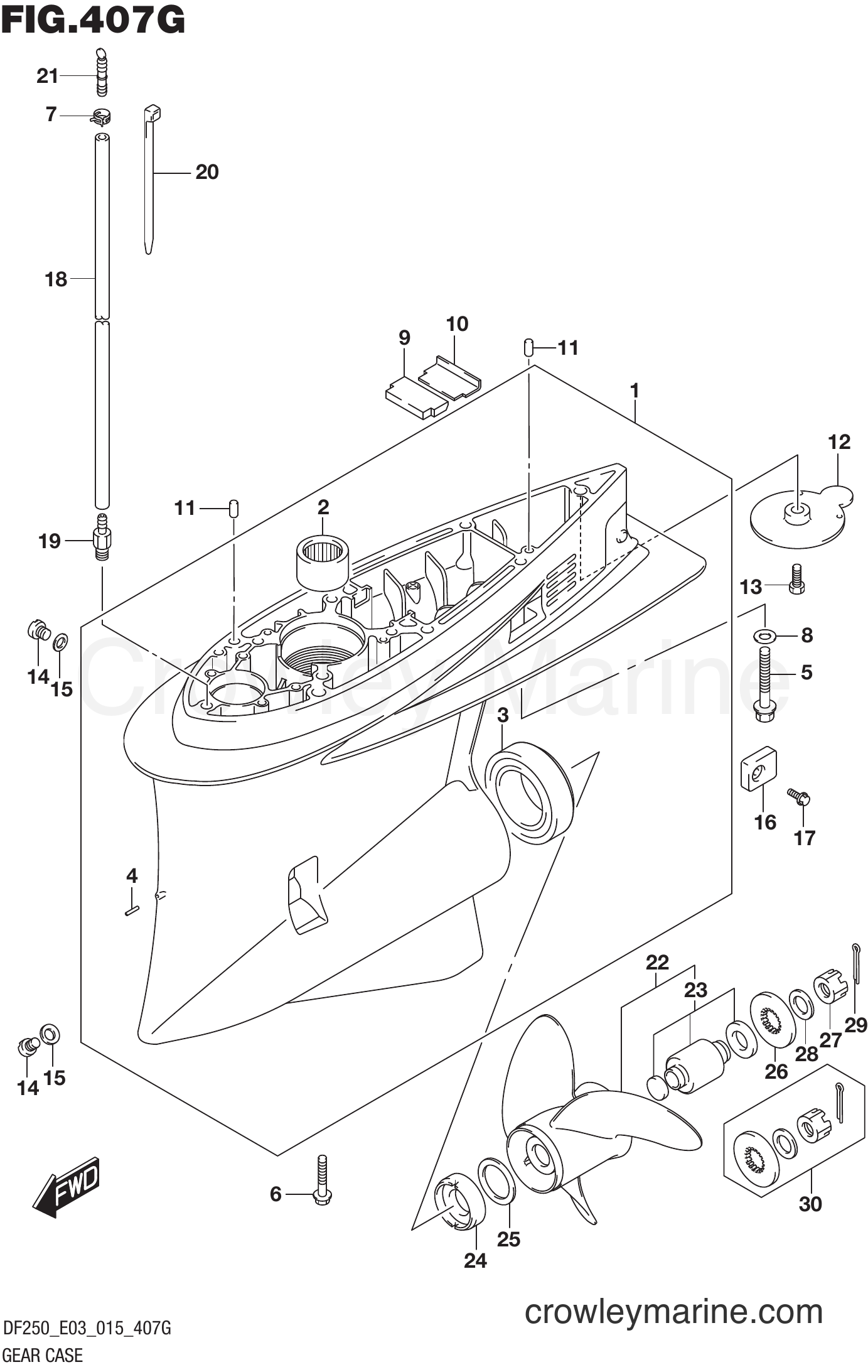 Suzuki Marine DF225 51001~ - GEAR CASE (DF250ST E03)