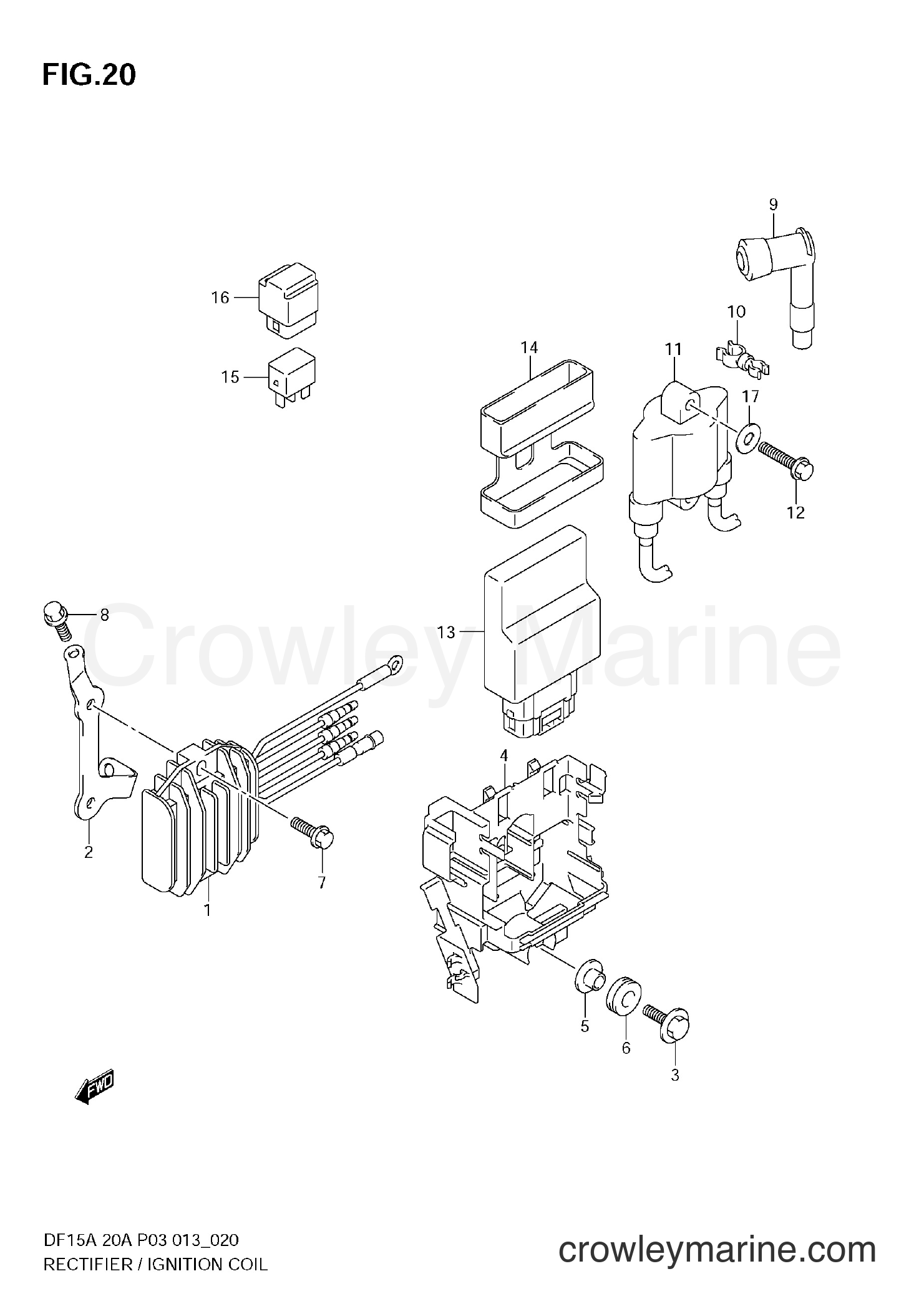 Suzuki Marine DF15A 01504F-310001~ - RECTIFIER / IGNITION COIL (DF15A)