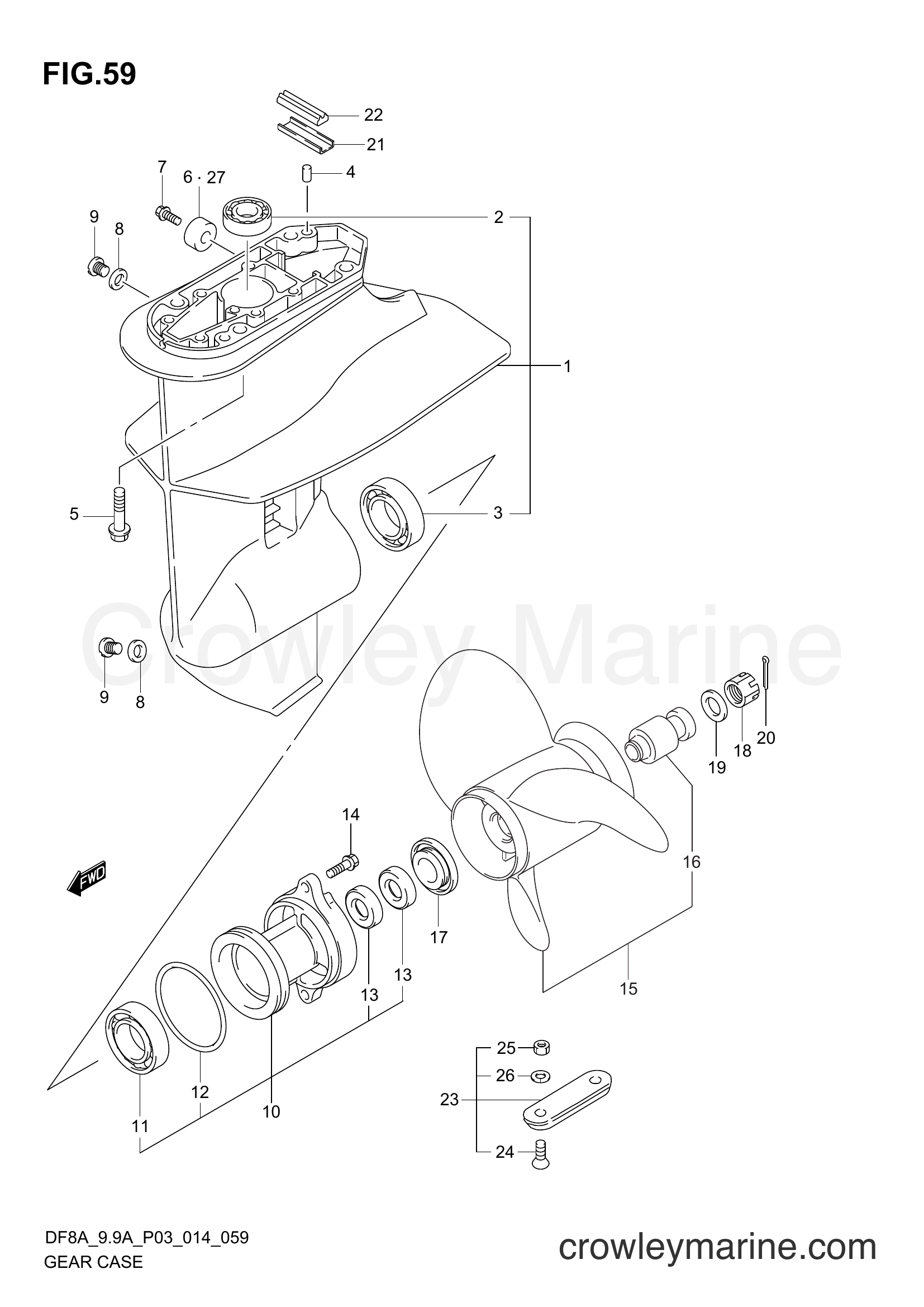 Suzuki Marine DF9.9A 410001~ - GEAR CASE