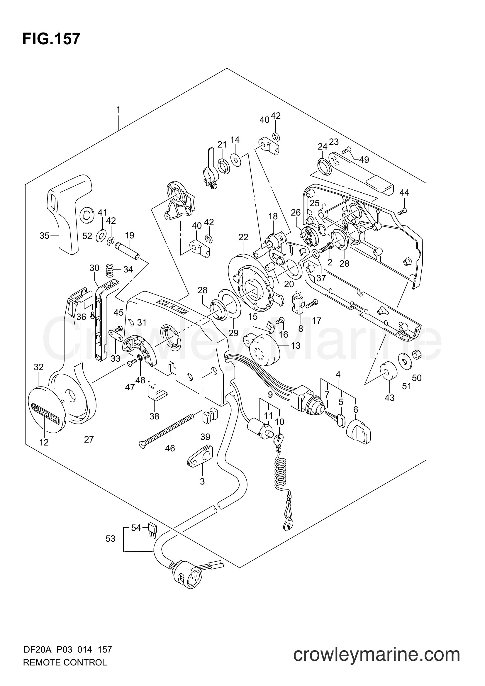 Suzuki Marine DF15A 02002F-410001~ - REMOTE CONTROL (DF15AR P03)