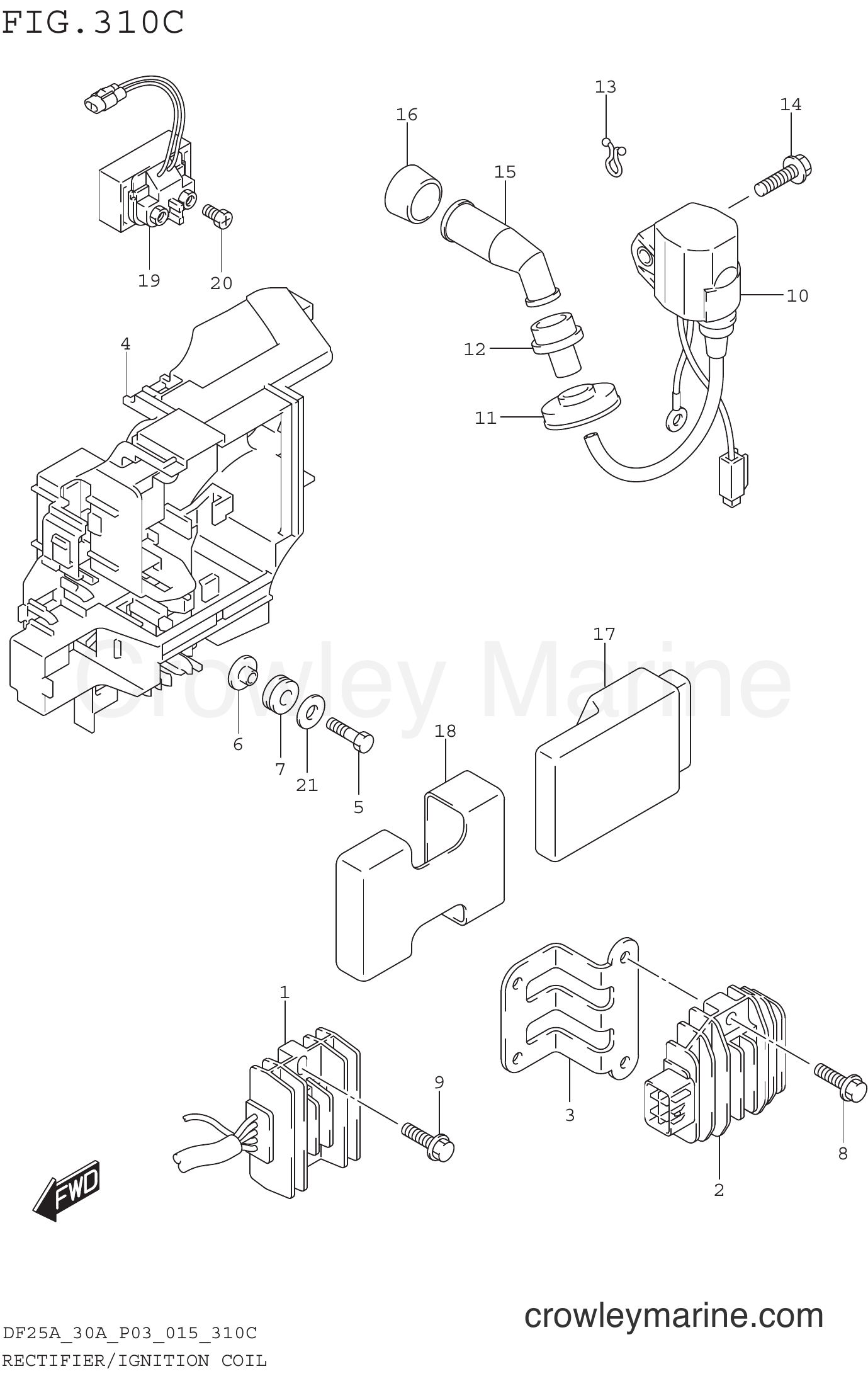 Suzuki Marine DF25A 510001~ - RECTIFIER/IGNITION COIL (DF25AT P03)