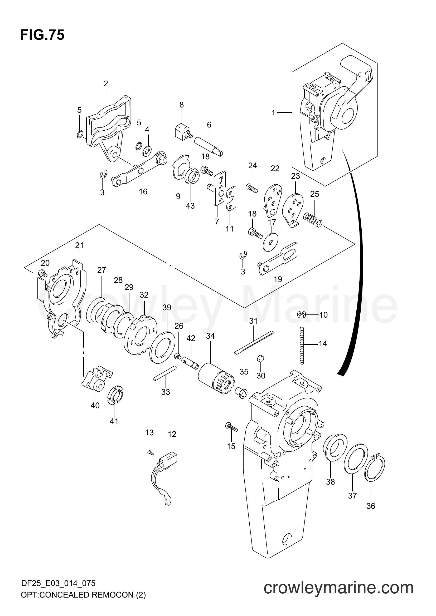 Suzuki Marine DF25 02503F-410001~ - OPT:CONCEALED REMOCON (2) (DF25R E03)