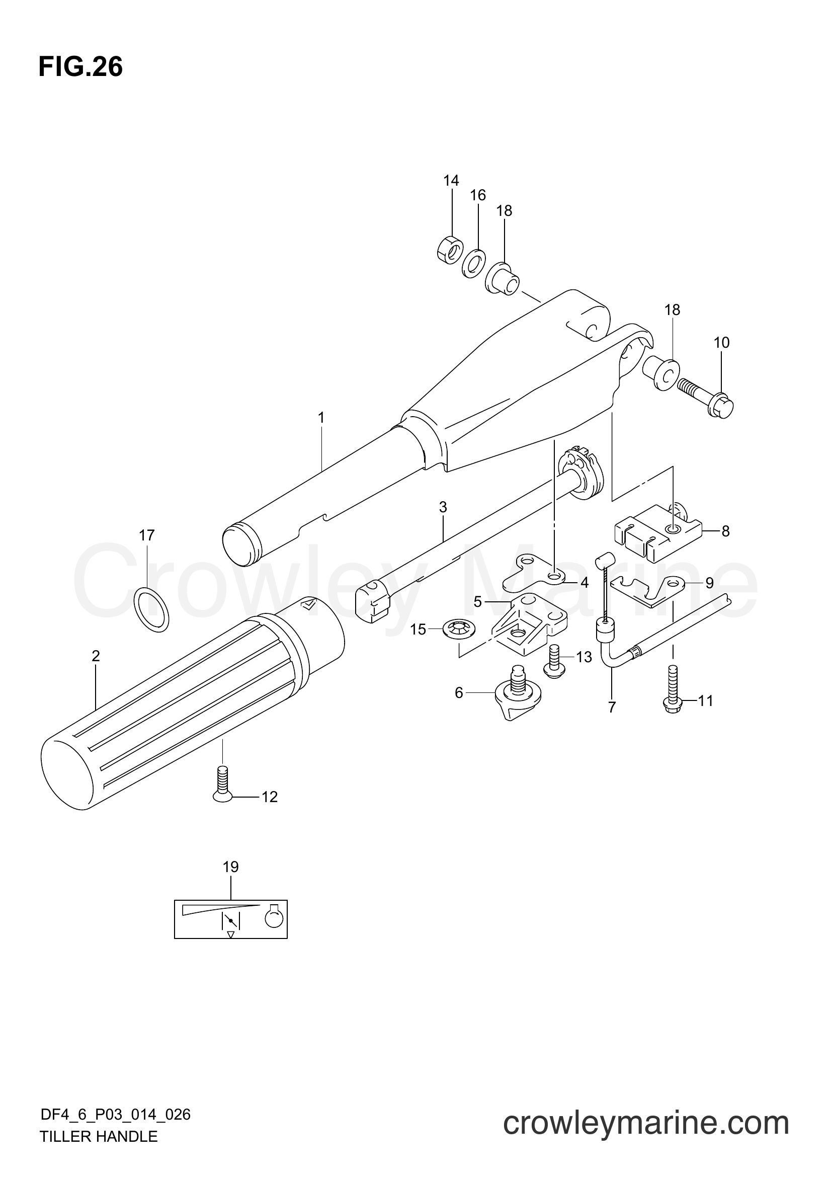 Suzuki Marine DF4 00402F-410001~ - TILLER HANDLE