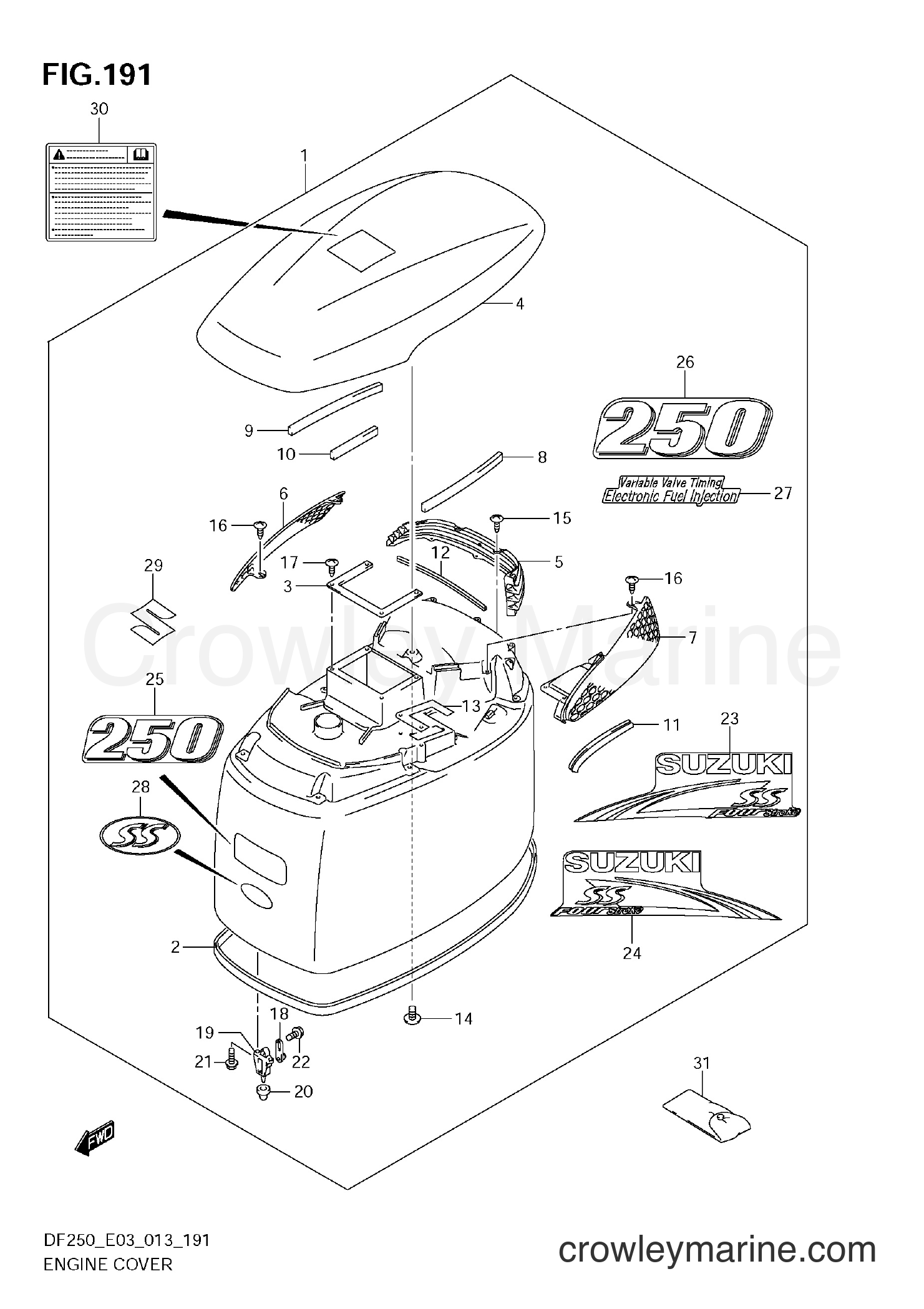 Suzuki Marine DF225 310001~ - ENGINE COVER (DF250ST)