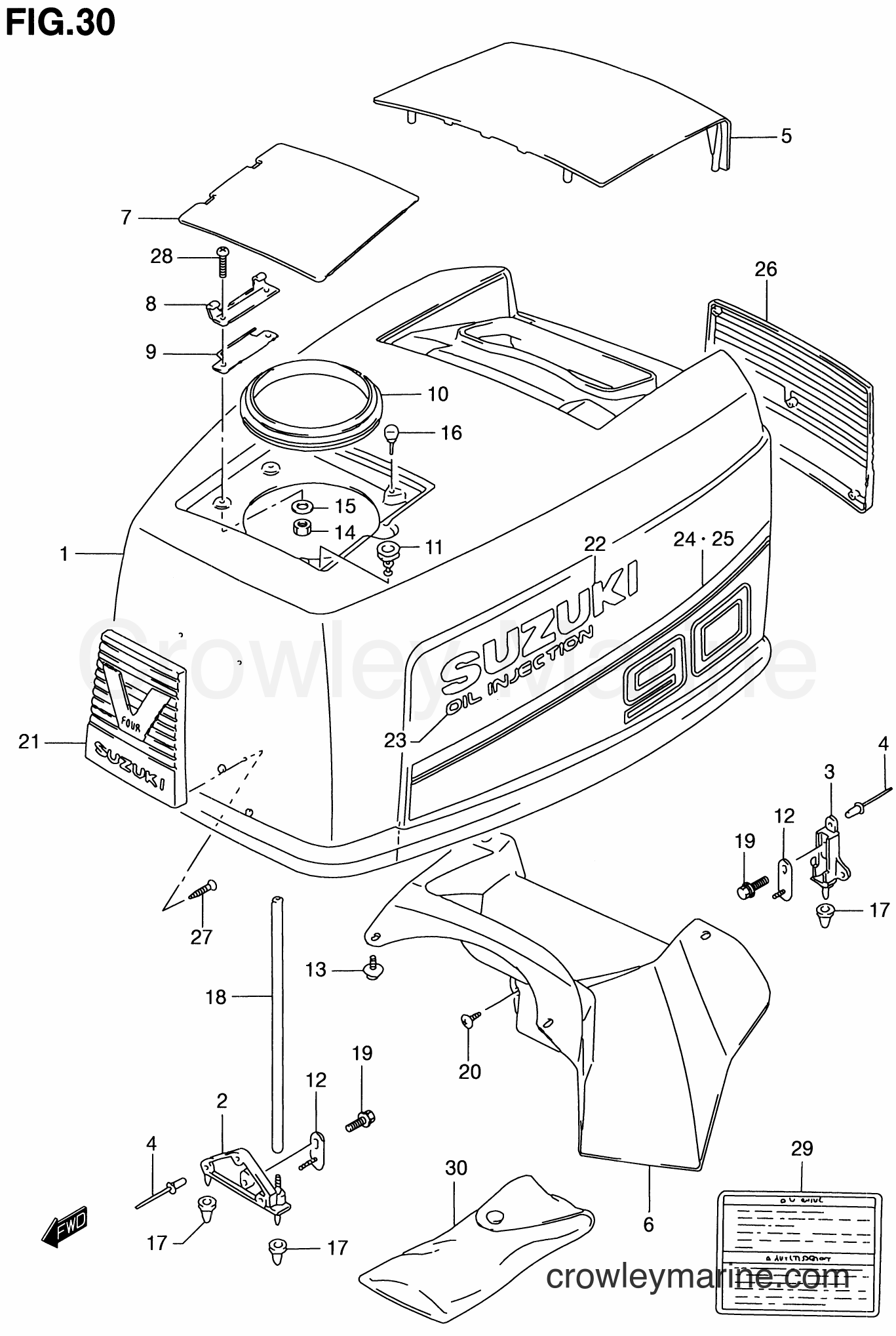 Suzuki Marine DT100 - ENGINE COVER (DT90 ~MODEL:94)