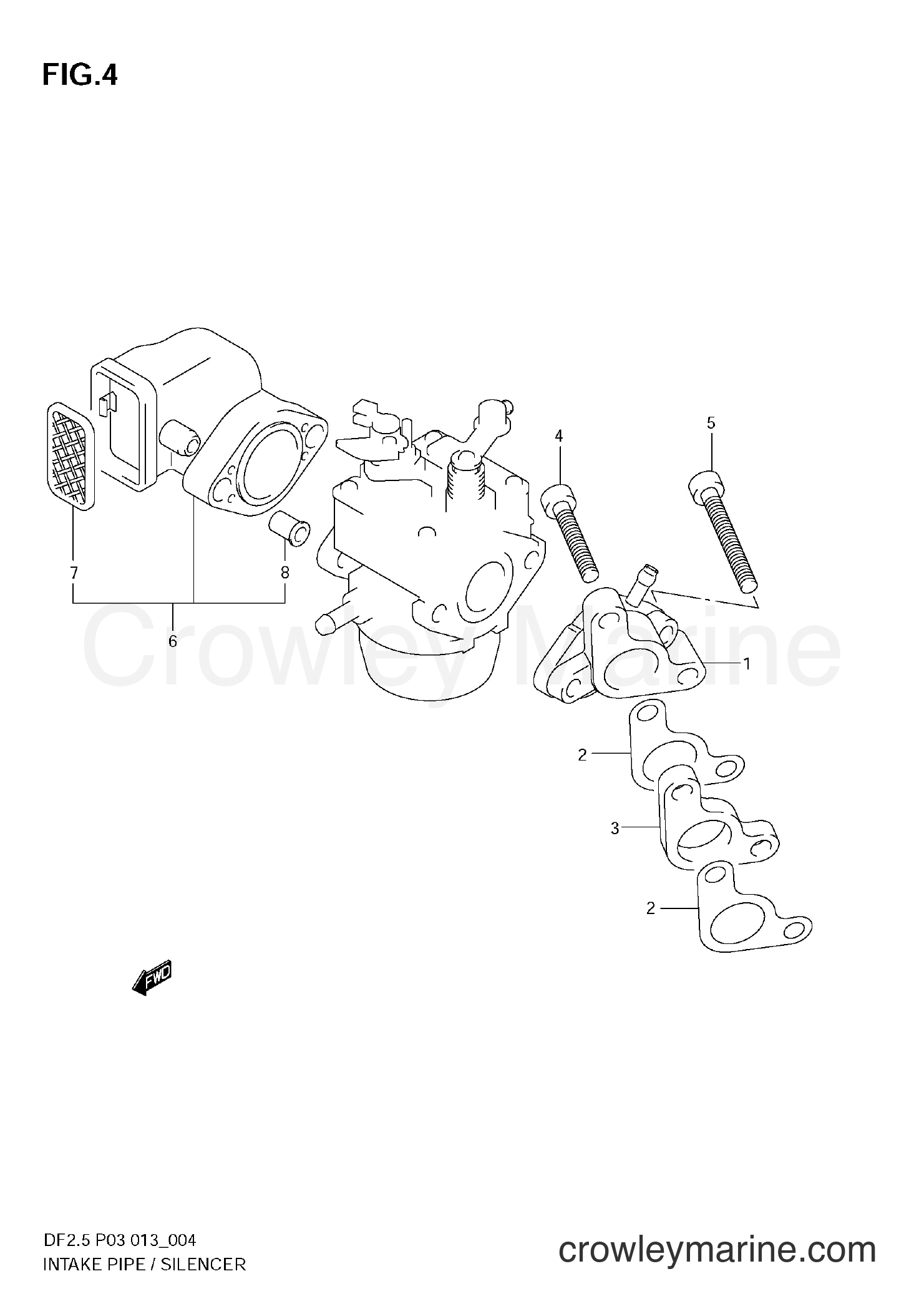 Suzuki Marine DF2.5 00252F-310001~ - INTAKE PIPE / SILENCER