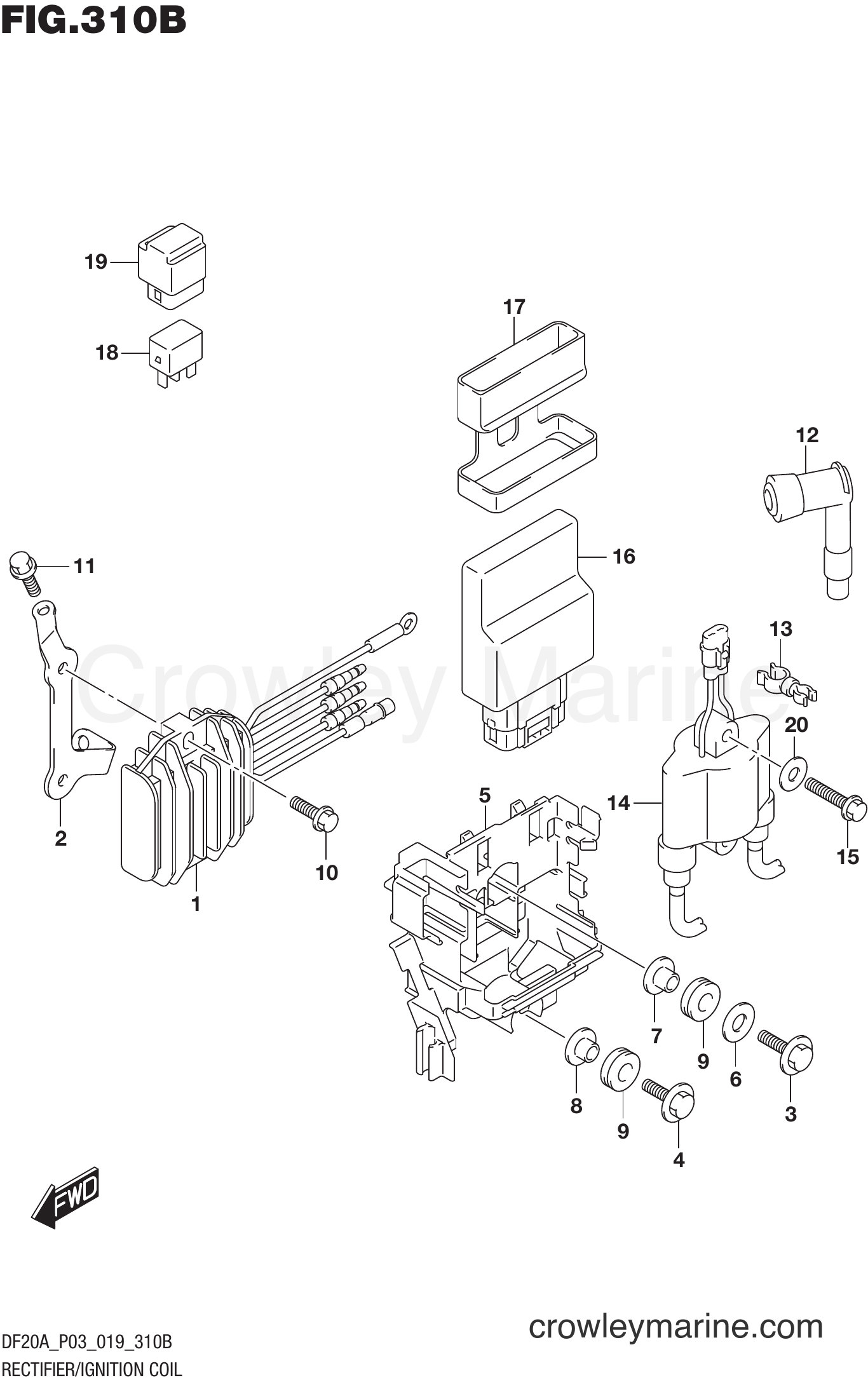 Suzuki Marine DF15A 910001~ - RECTIFIER/IGNITION COIL (DF9.9BT)(DF9.9BTH)