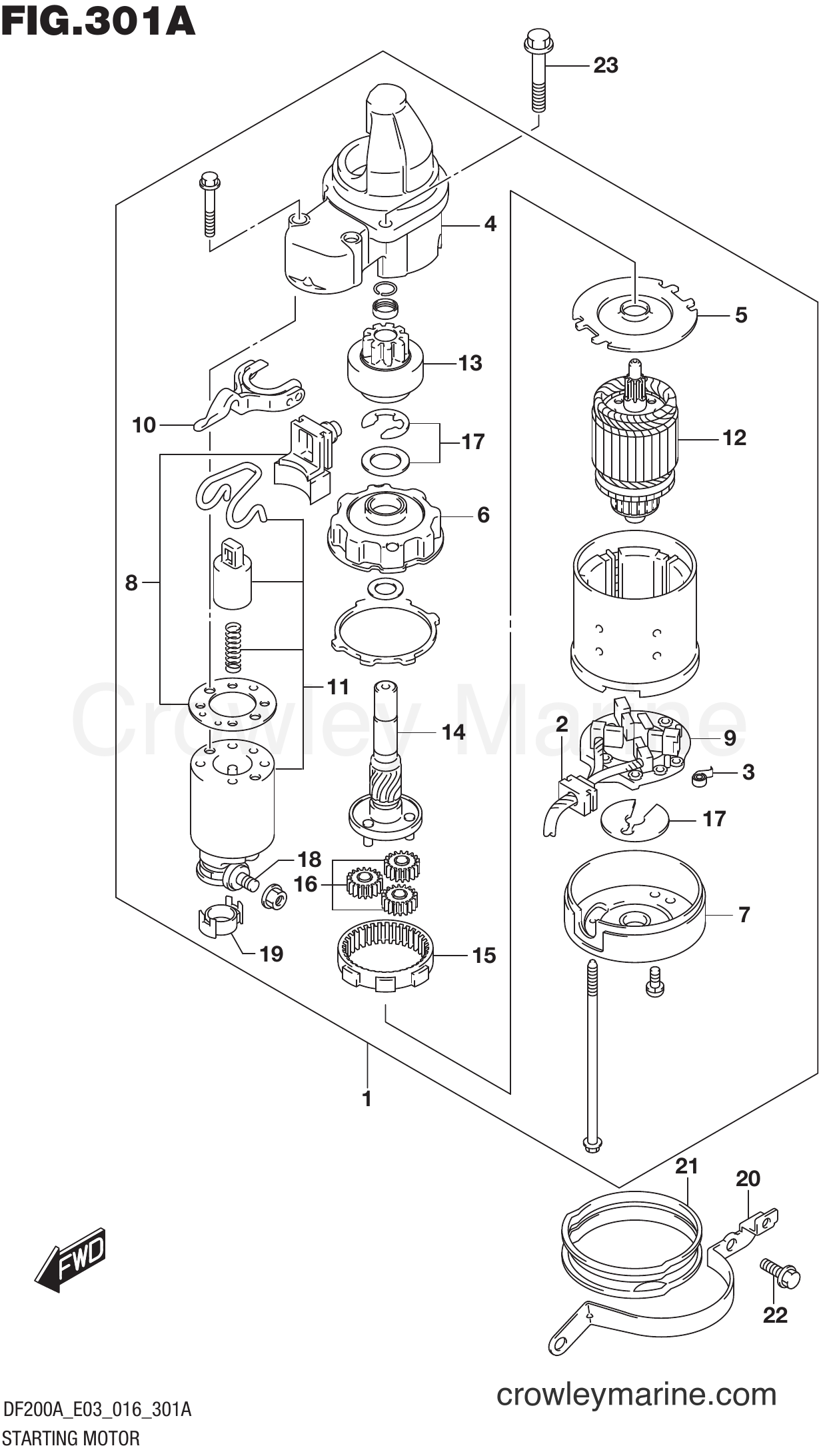 Suzuki Marine DF200AT 610001~ - STARTING MOTOR
