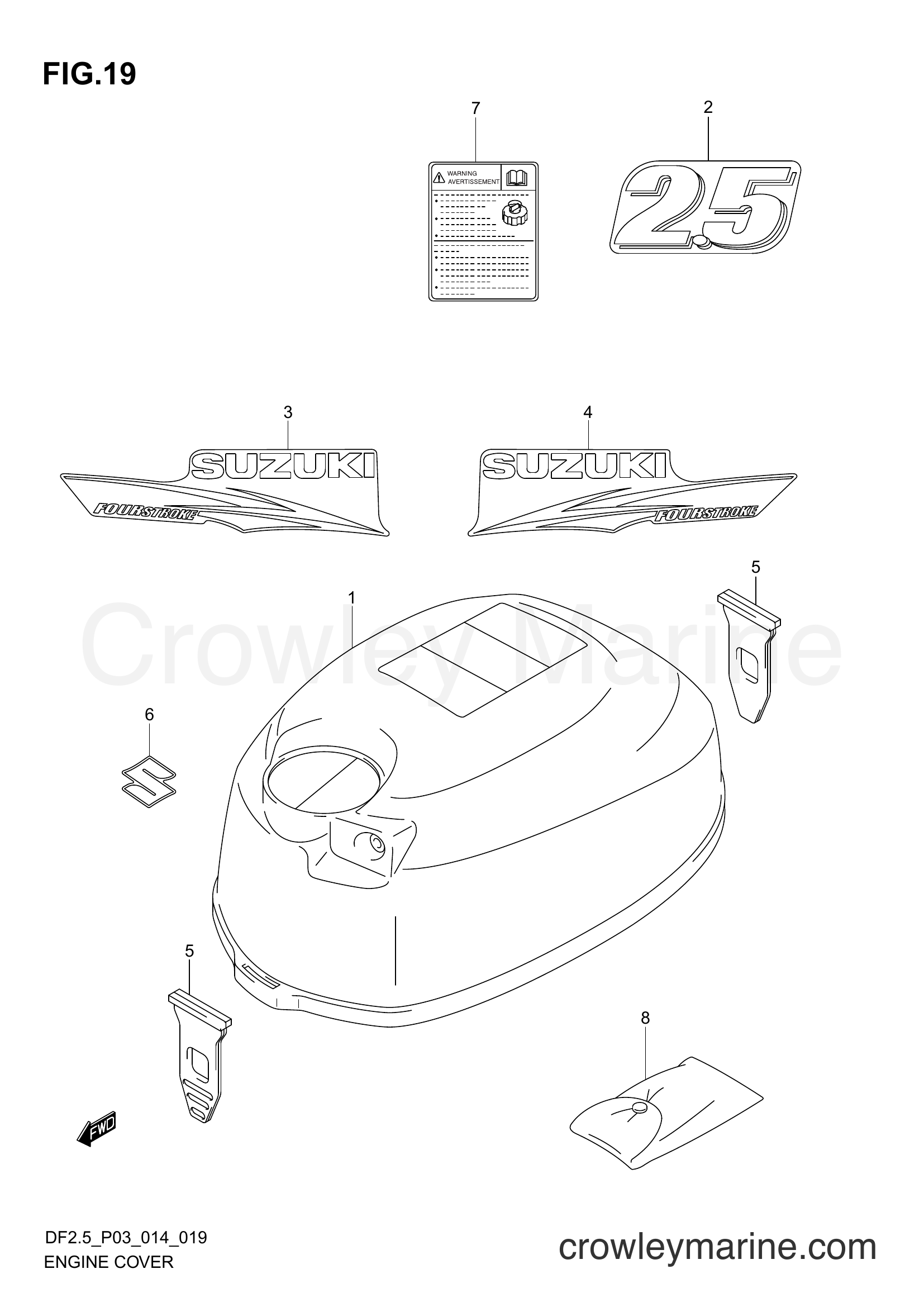 Suzuki Marine DF2.5 00252F-410001~ - ENGINE COVER