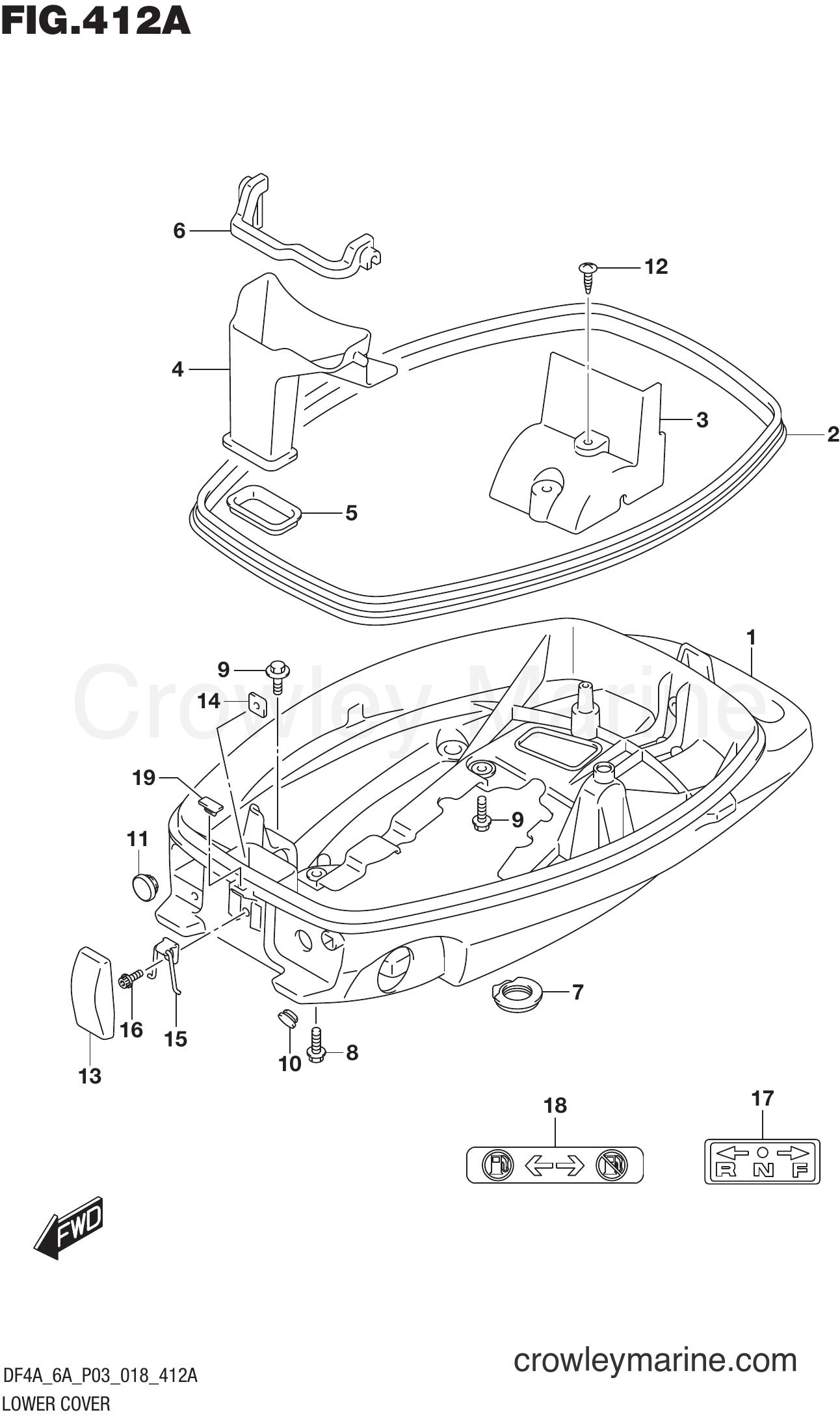 Suzuki Marine DF6A 810001~ - LOWER COVER (DF4A)