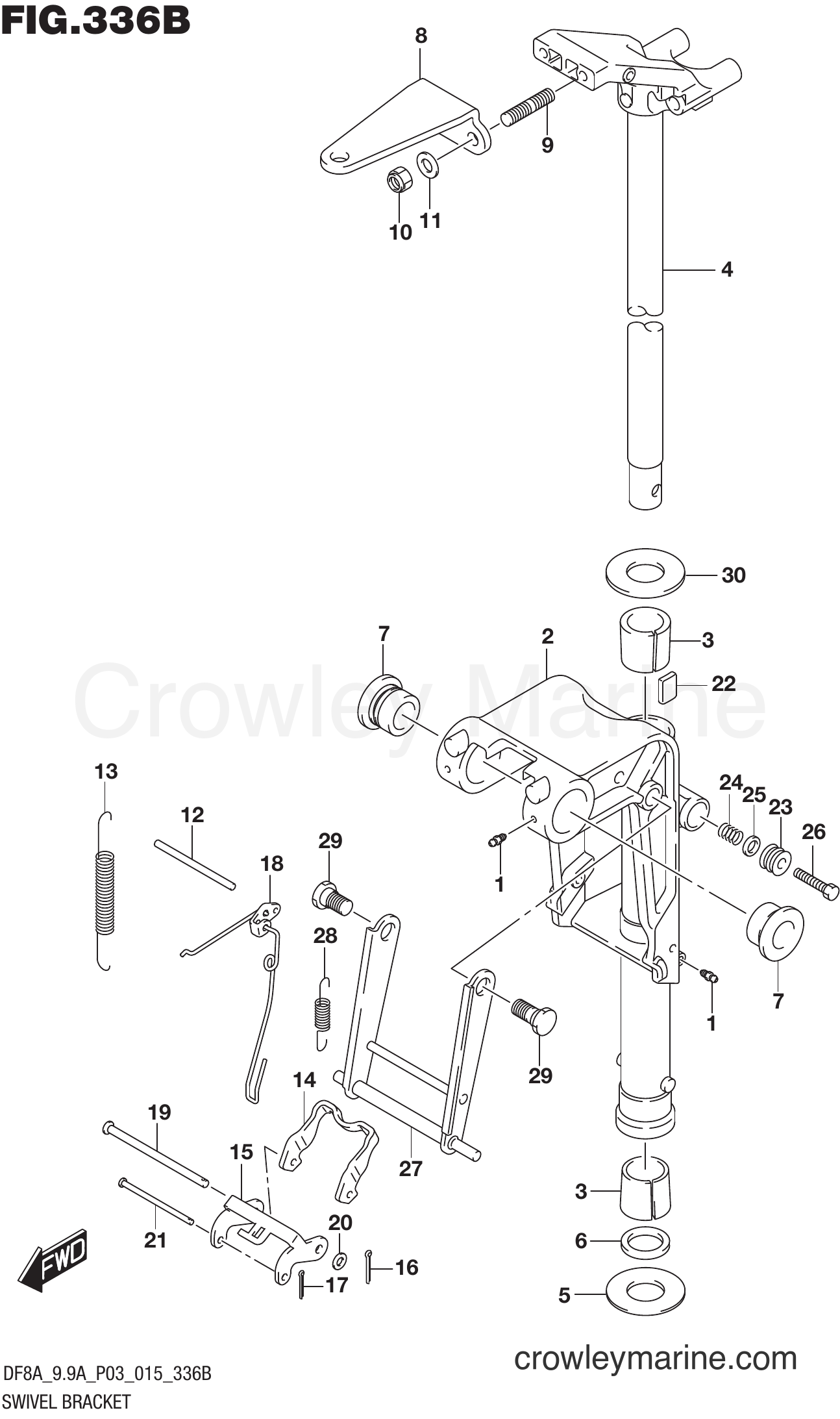 Suzuki Marine DF8A 510001~ - SWIVEL BRACKET (DF8AR P03)